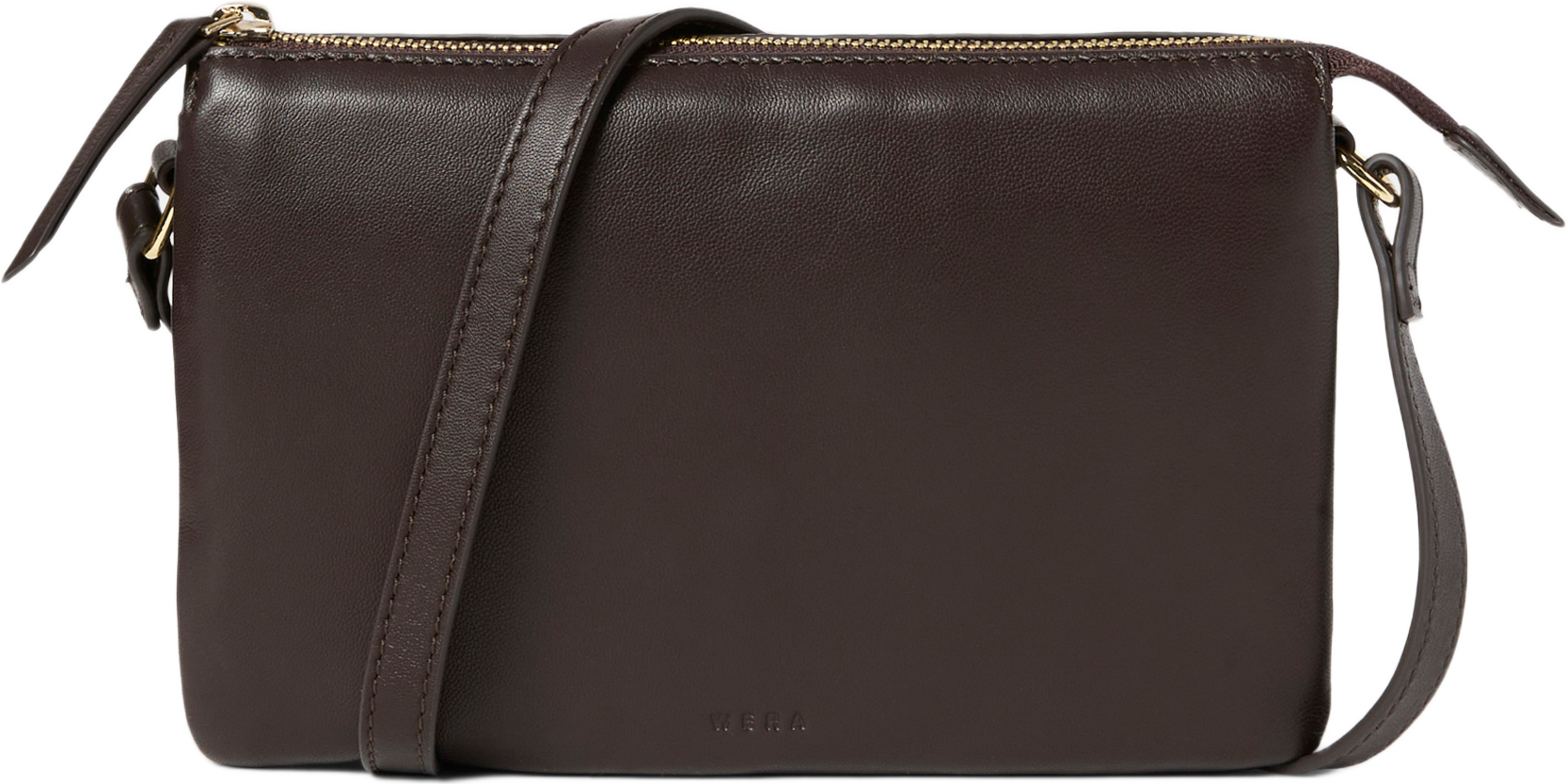 Crossbody i skinn MICHELLE, från Wera, i färgen Dk Brown. Klicka för att öppna bilden i stort format