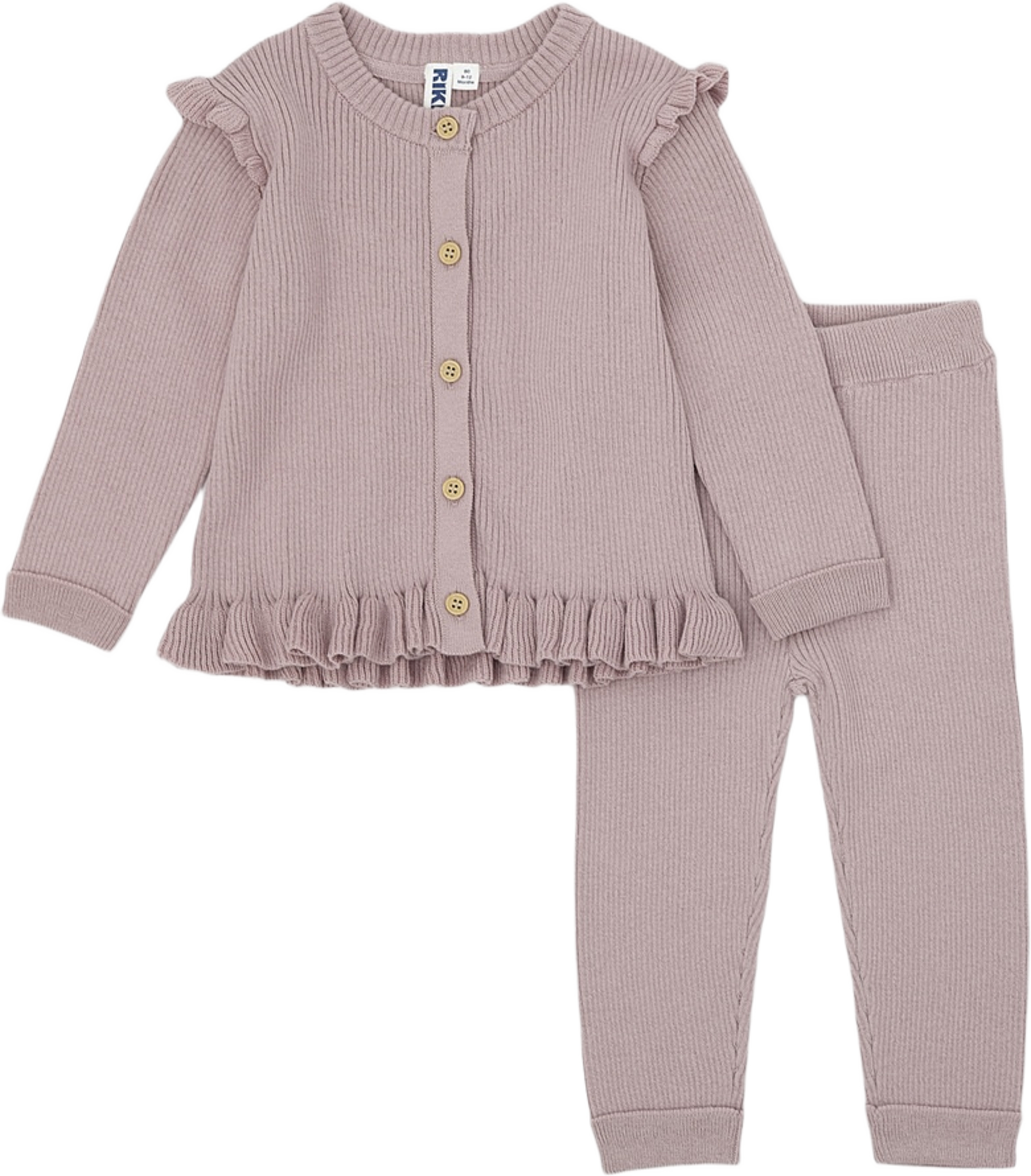Ribbstickad set OAT, från RIKIKI, i färgen Pink 2. Klicka för att öppna bilden i stort format