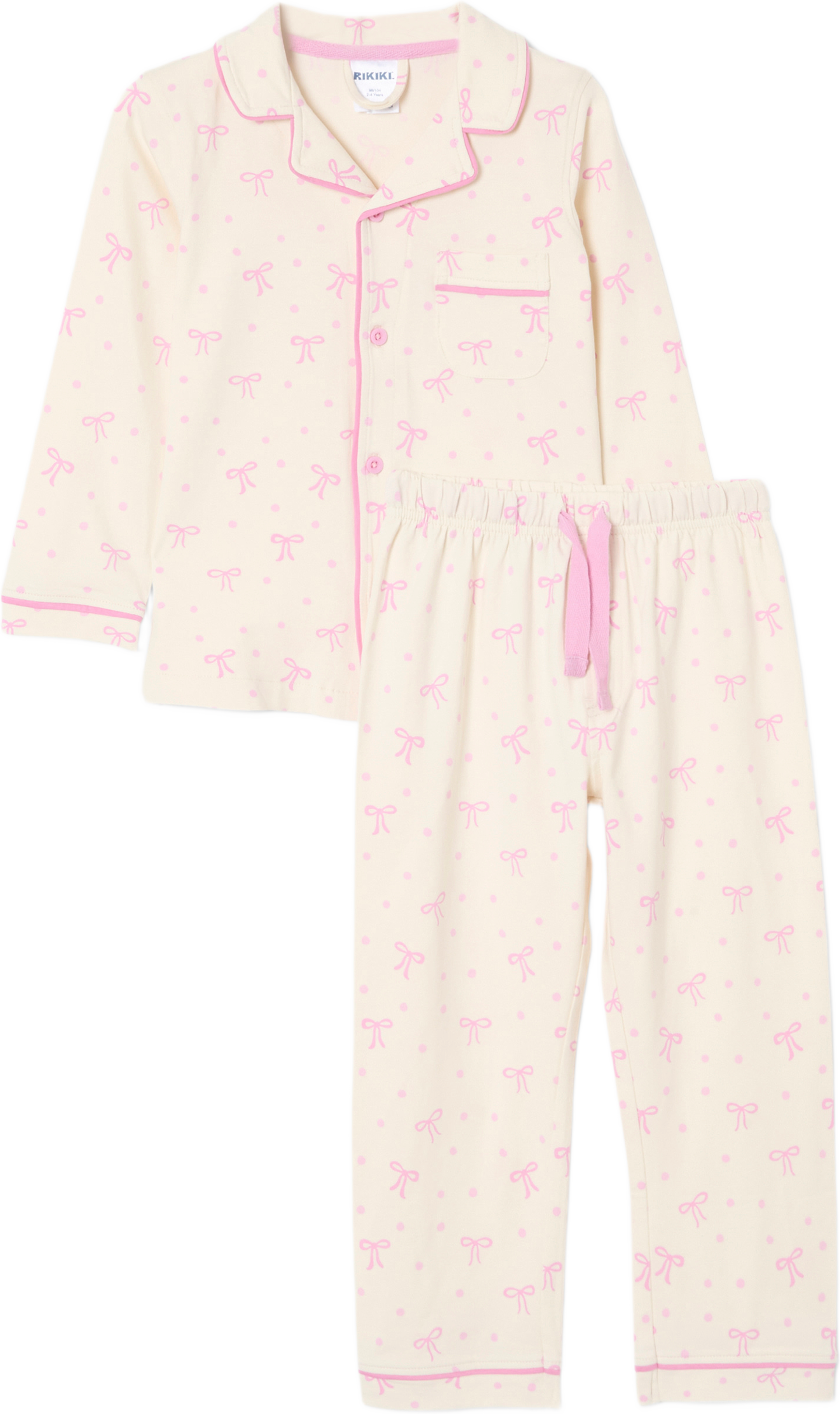 Mönstrad pyjamas POPPY, från RIKIKI, i färgen Bow. Klicka för att öppna bilden i stort format
