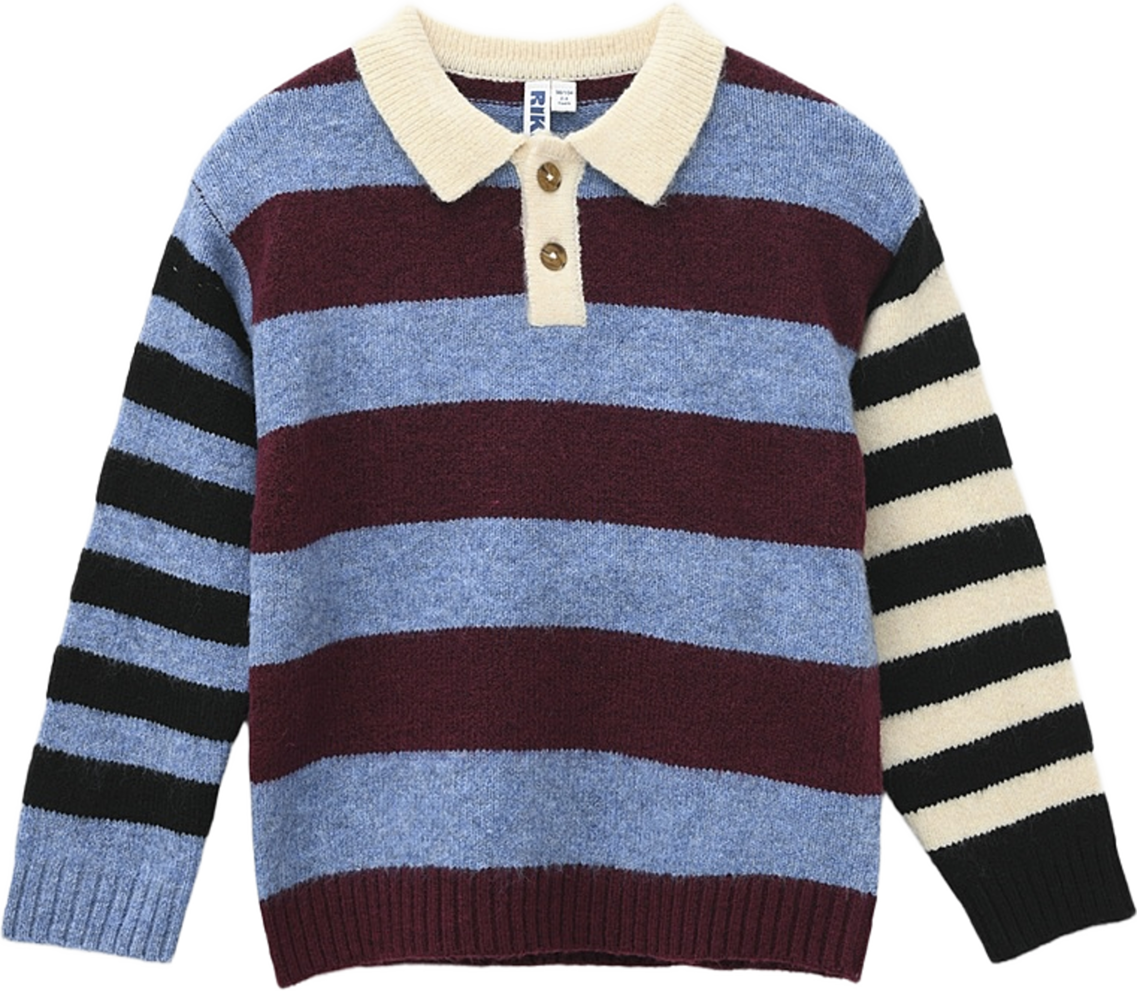 Stickad tröja med krage IGGY, från RIKIKI, i färgen Stripe. Klicka för att öppna bilden i stort format