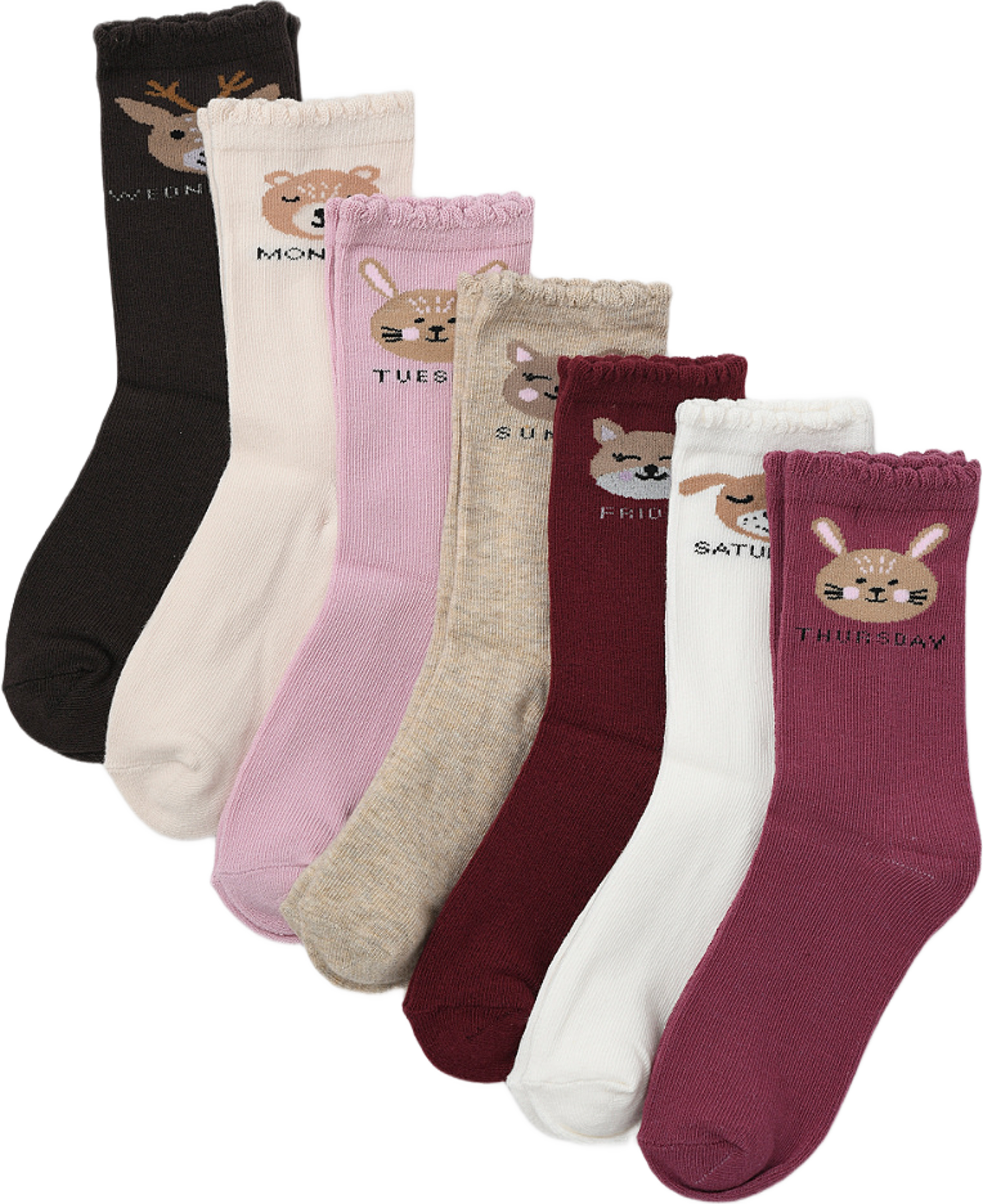 Strumpor med veckodagar, 7-pack, från RIKIKI, i färgen Pink. Klicka för att öppna bilden i stort format