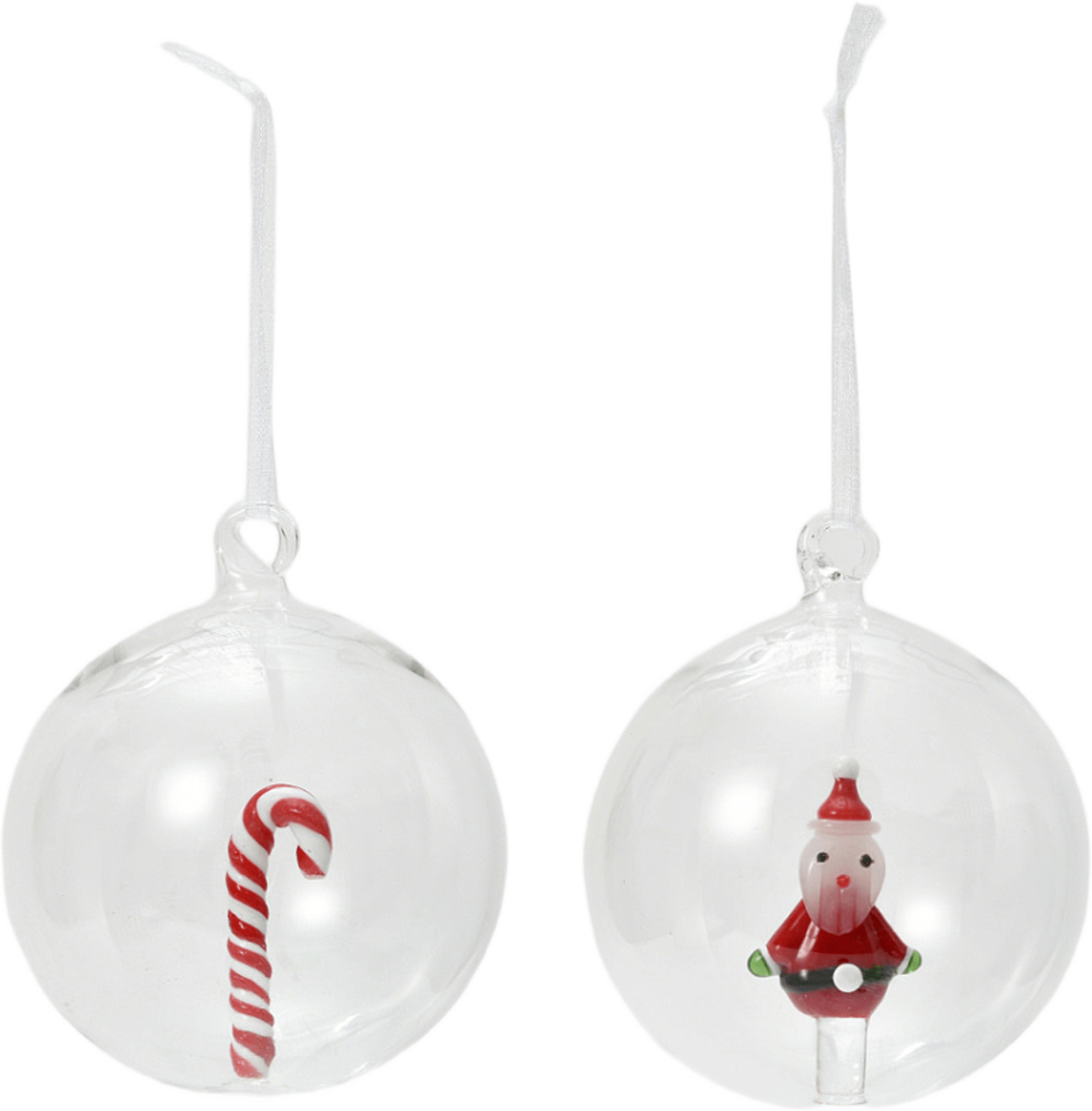 Julkulor i glas TOMTE + POLKA, 2-pack, från Åhléns Home, i färgen Transparent. Klicka för att öppna bilden i stort format
