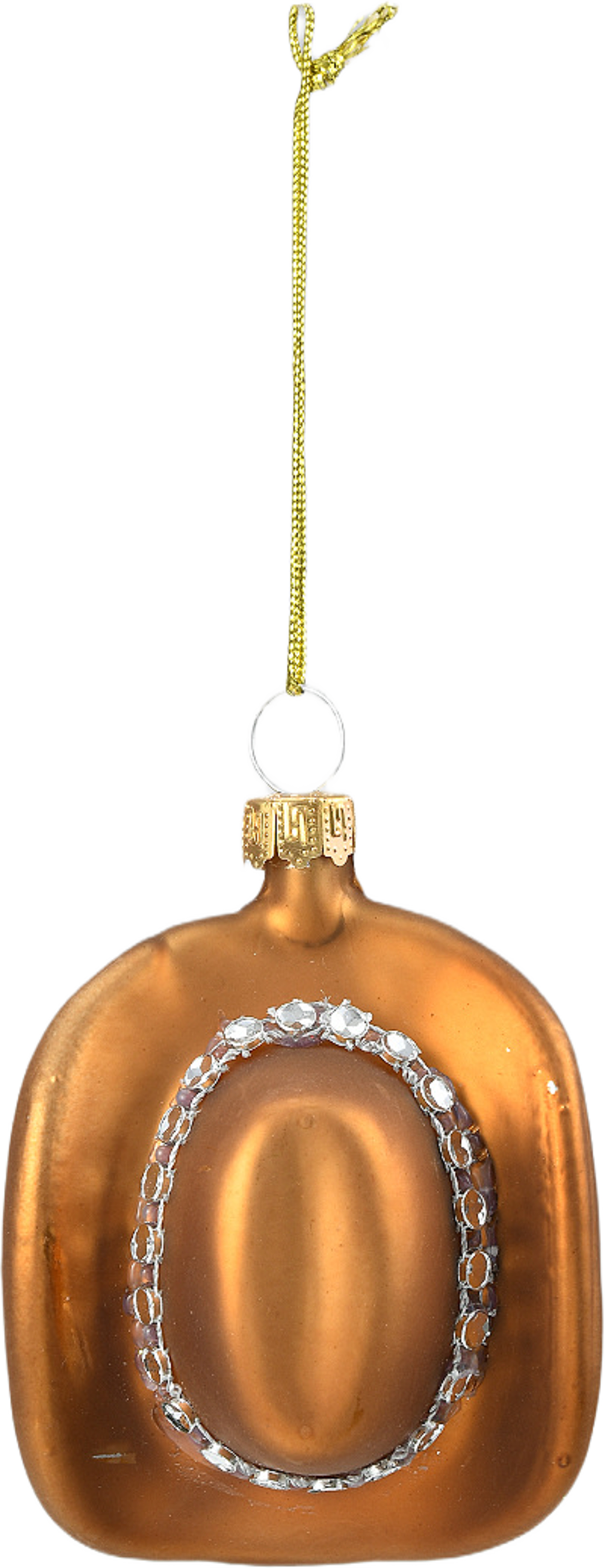 Julgranshänge i glas COWBOYHATT, från Åhléns Home, i färgen Gold. Klicka för att öppna bilden i stort format