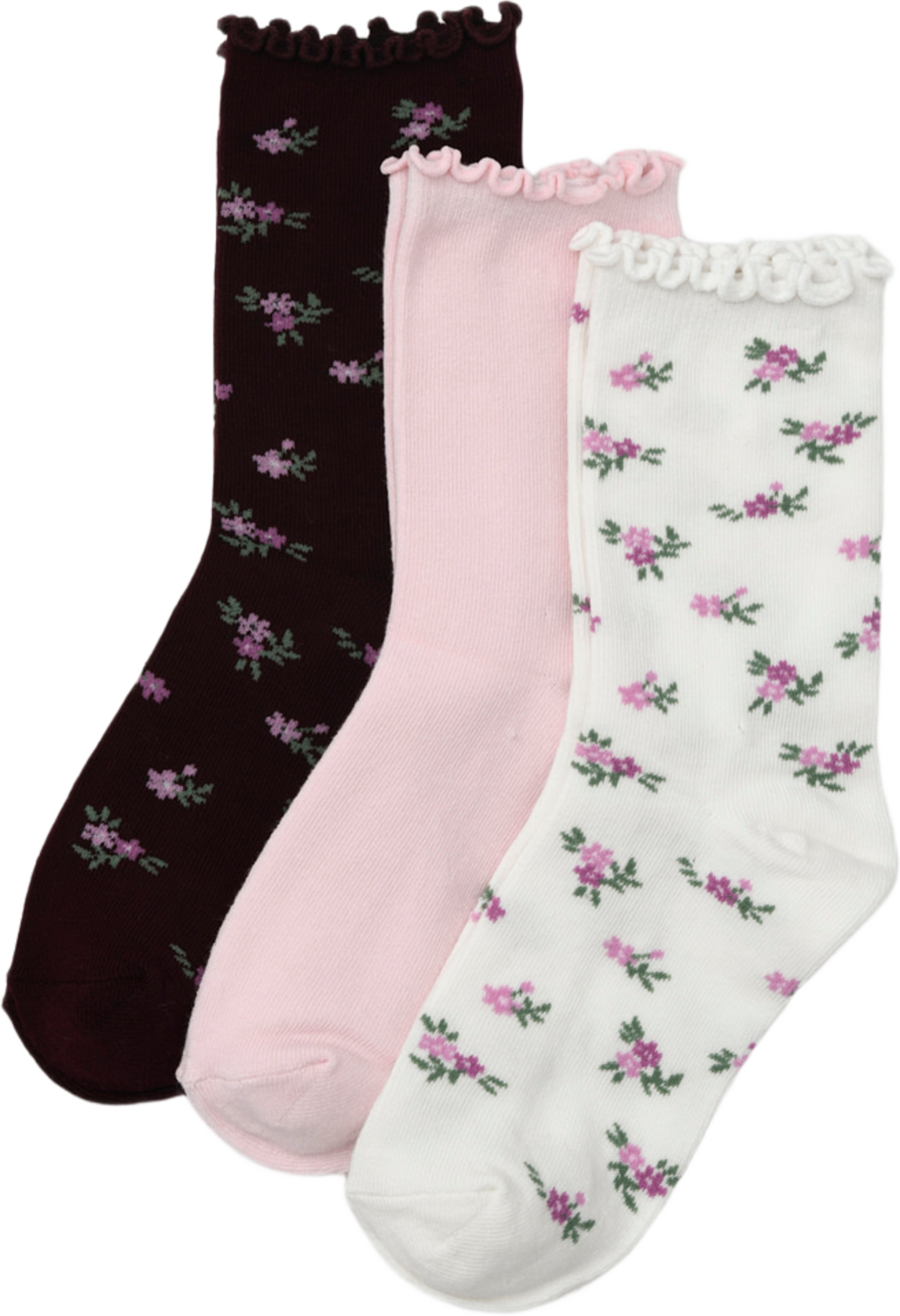 Blommiga strumpor, 3-pack, från Å WOMAN, i färgen Pink Flower. Klicka för att öppna bilden i stort format