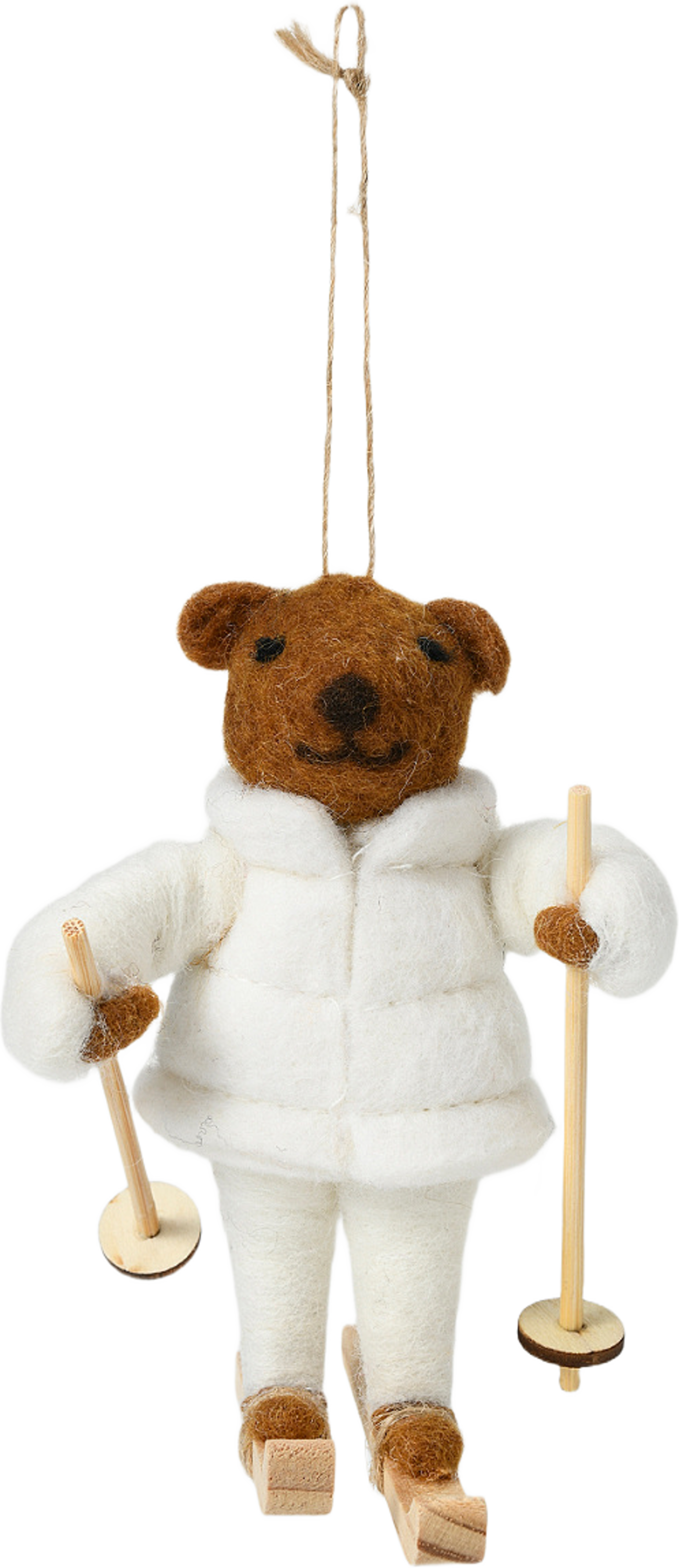 Julgranshänge i ull björn med skidor, från Åhléns Home, i färgen Brown/White. Klicka för att öppna bilden i stort format