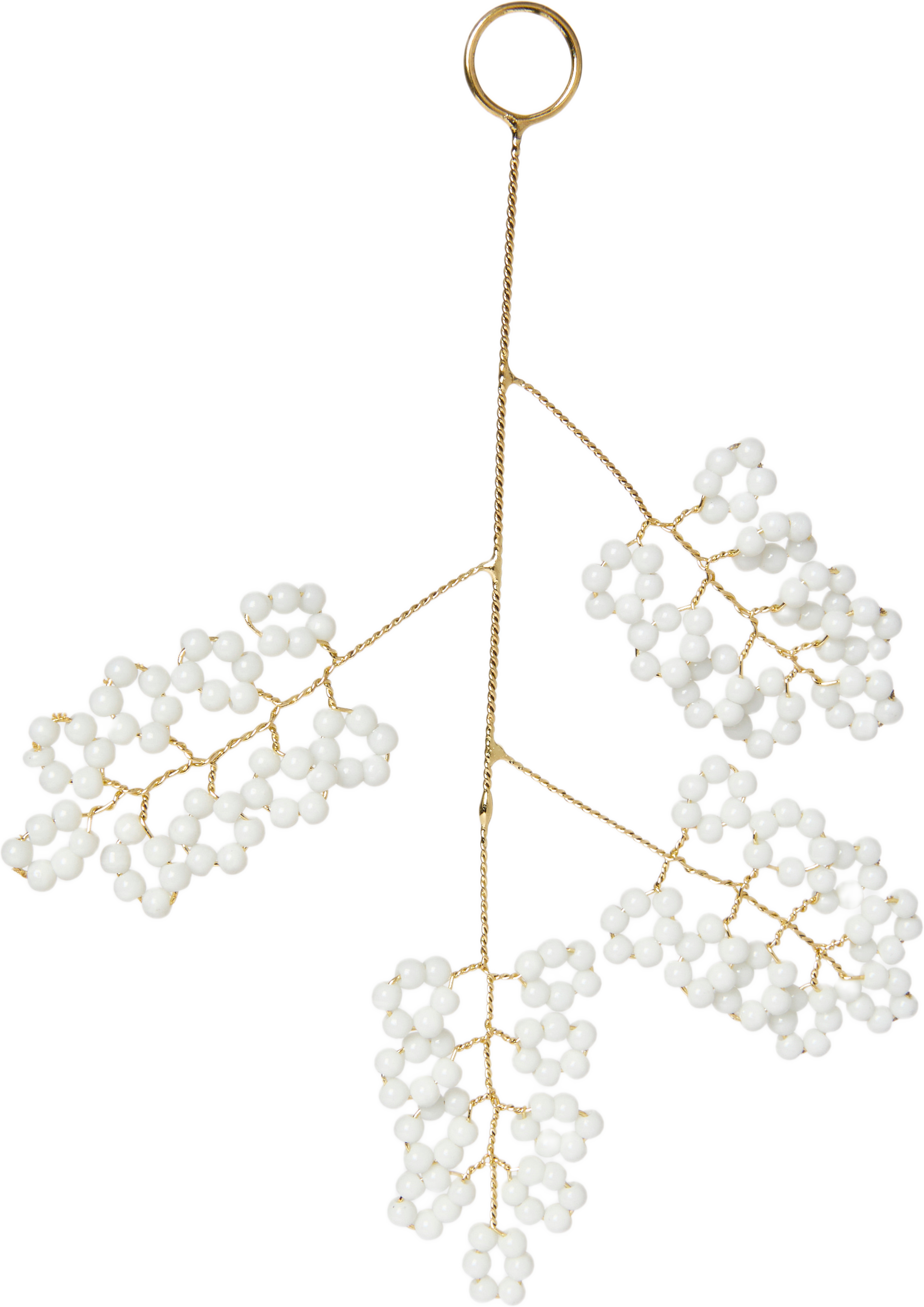 Julgranshänge i mässing GREN, från Åhléns Home, i färgen White/Gold. Klicka för att öppna bilden i stort format