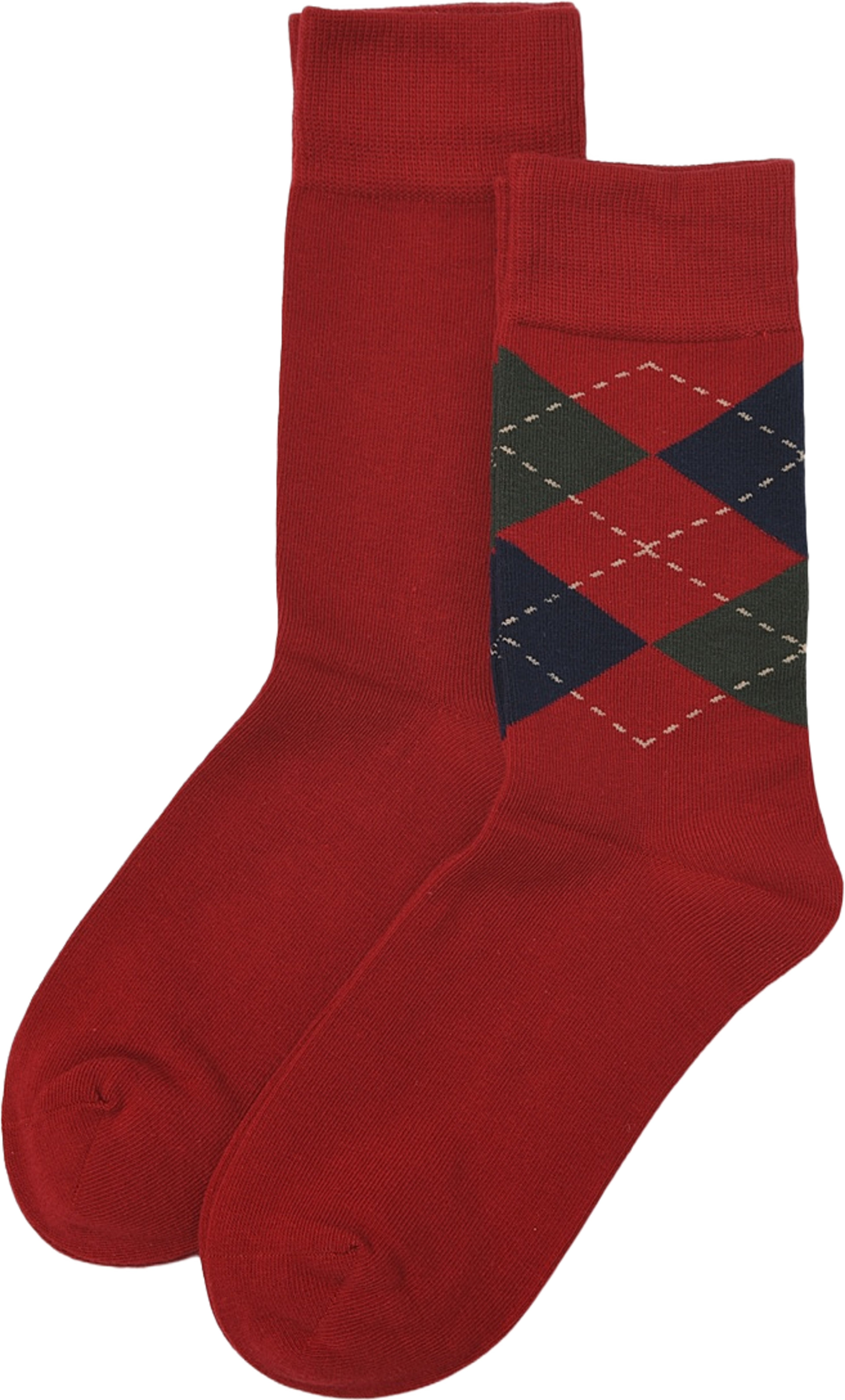 Strumpor argyle, 2-pack, från NORVIE, i färgen Red 2. Klicka för att öppna bilden i stort format