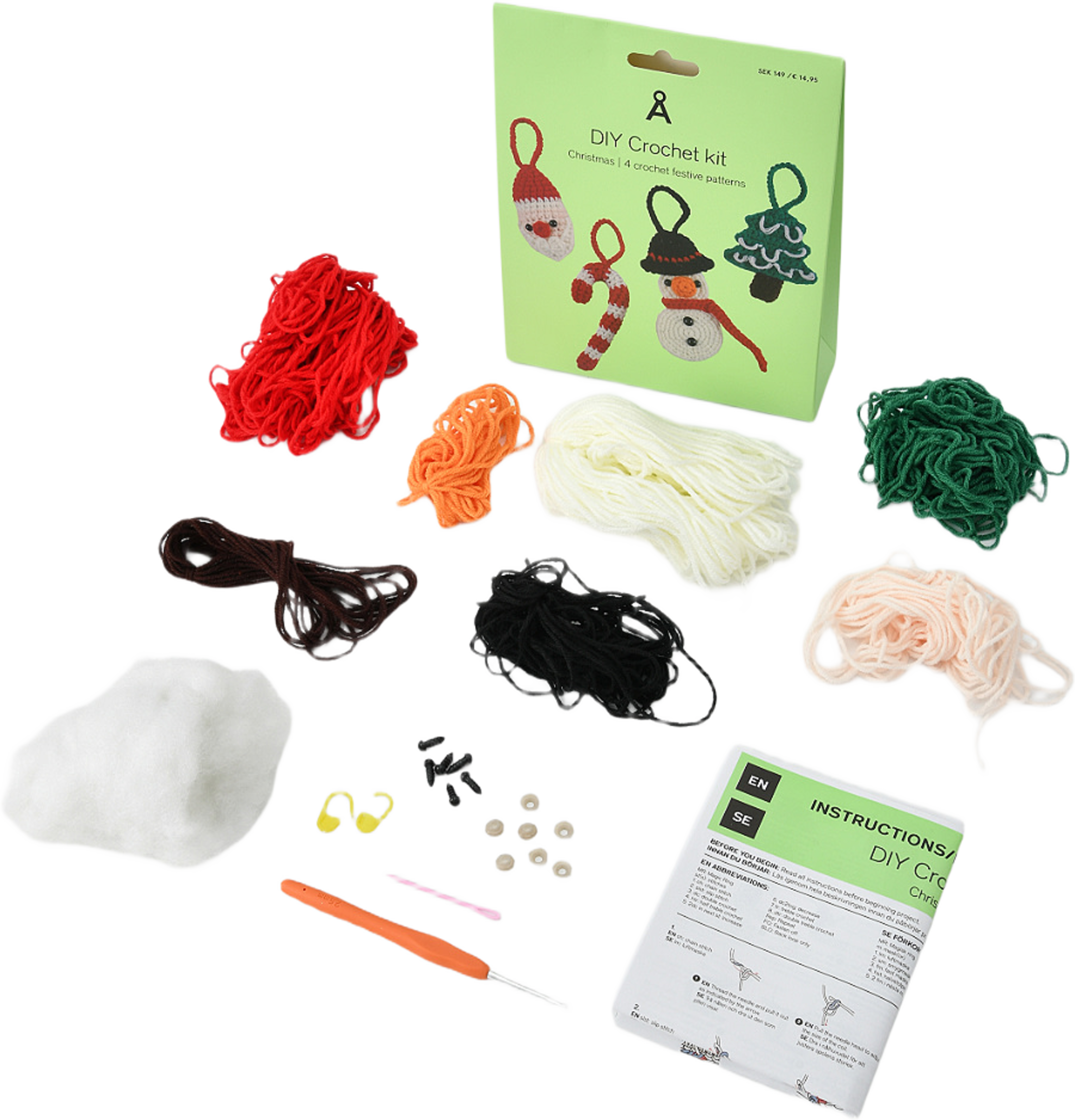 DIY kit virkning jul, från Å KIDS, i färgen Red. Klicka för att öppna bilden i stort format