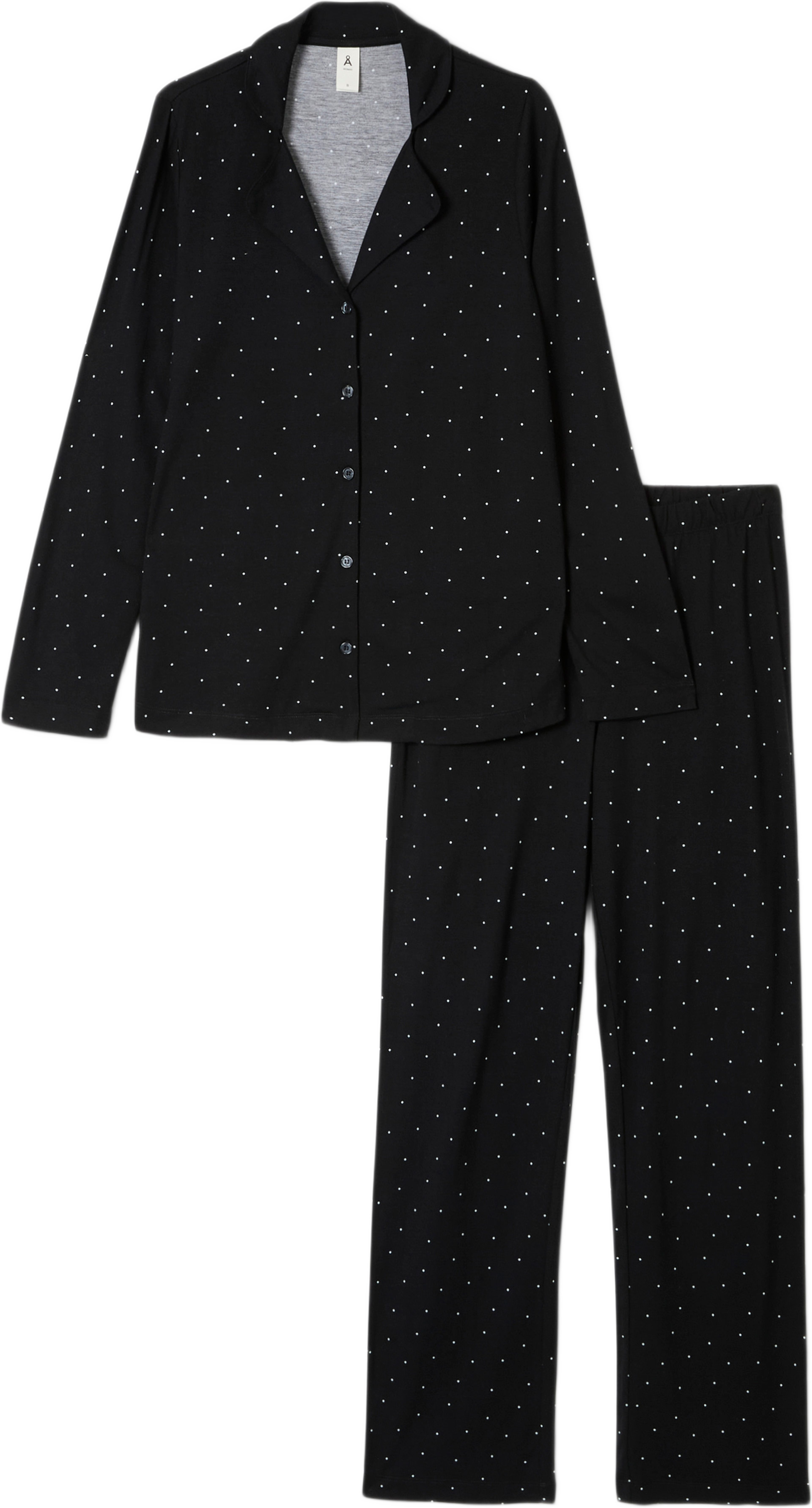 Pyjamas UMA, från Å WOMAN, i färgen Black Dot. Klicka för att öppna bilden i stort format