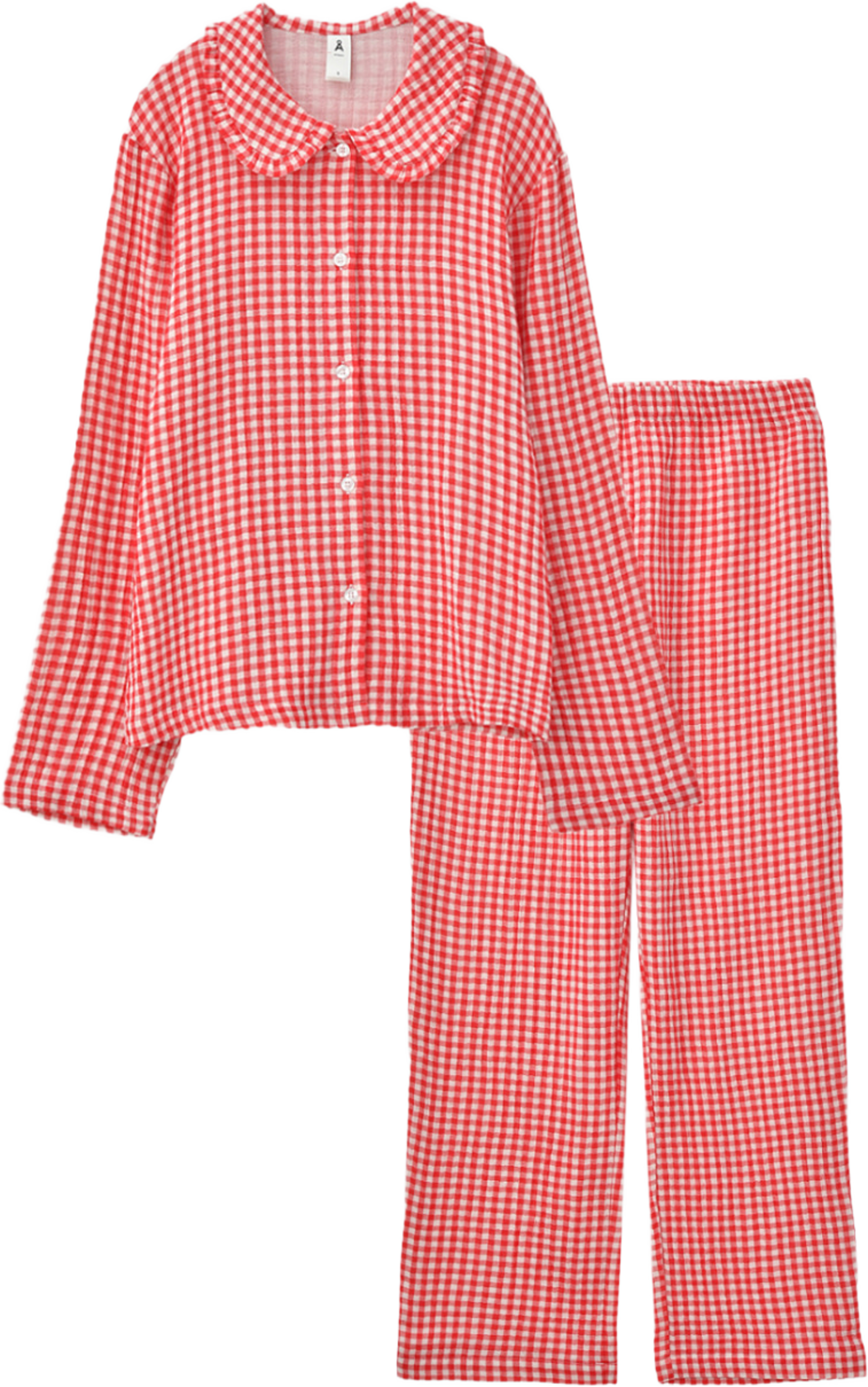 Pyjamas med volang MAJKEN, från Å WOMAN, i färgen Small Check. Klicka för att öppna bilden i stort format