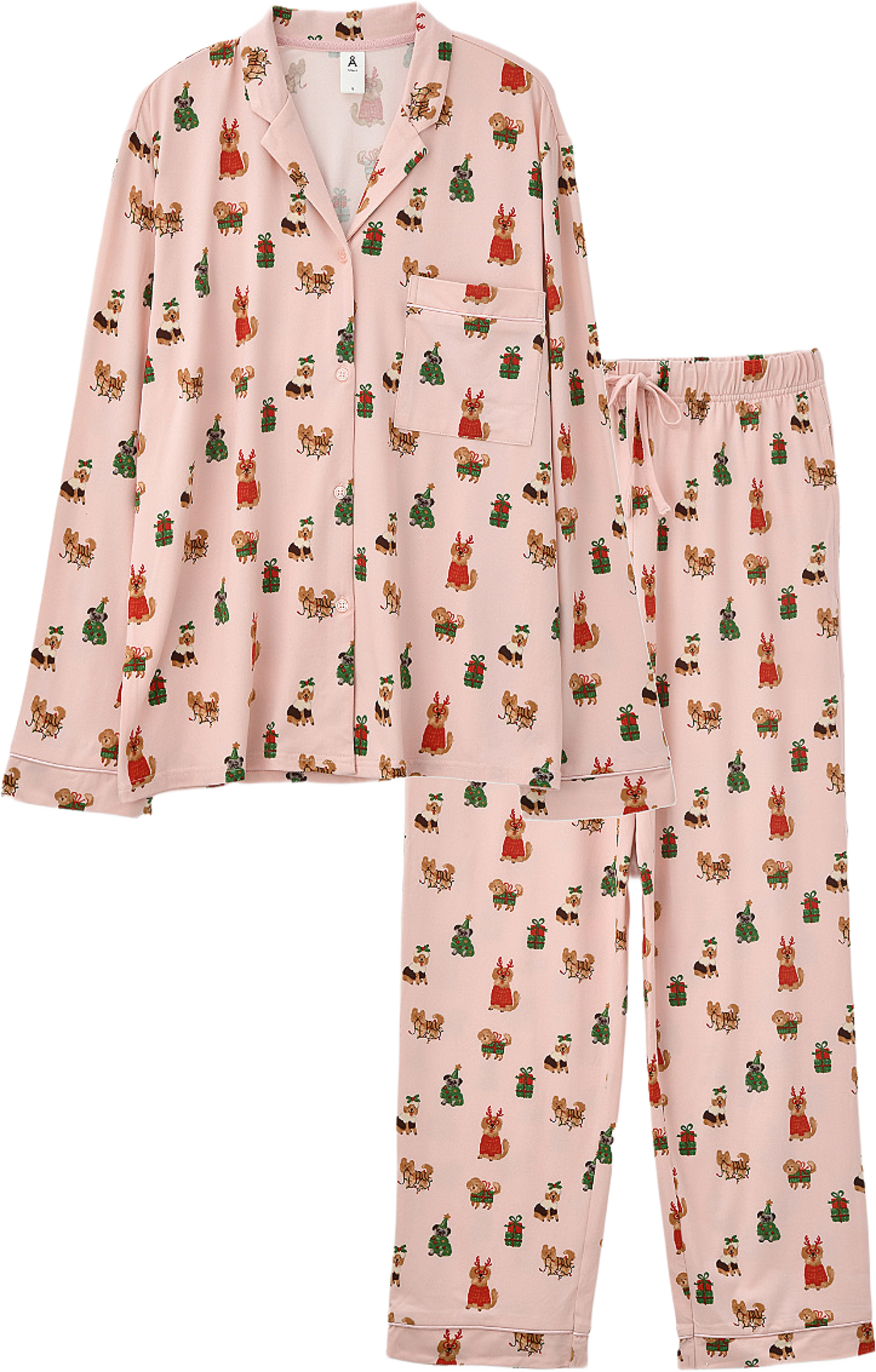 Julpyjamas HOLLY, från Å WOMAN, i färgen Holiday Lights. Klicka för att öppna bilden i stort format