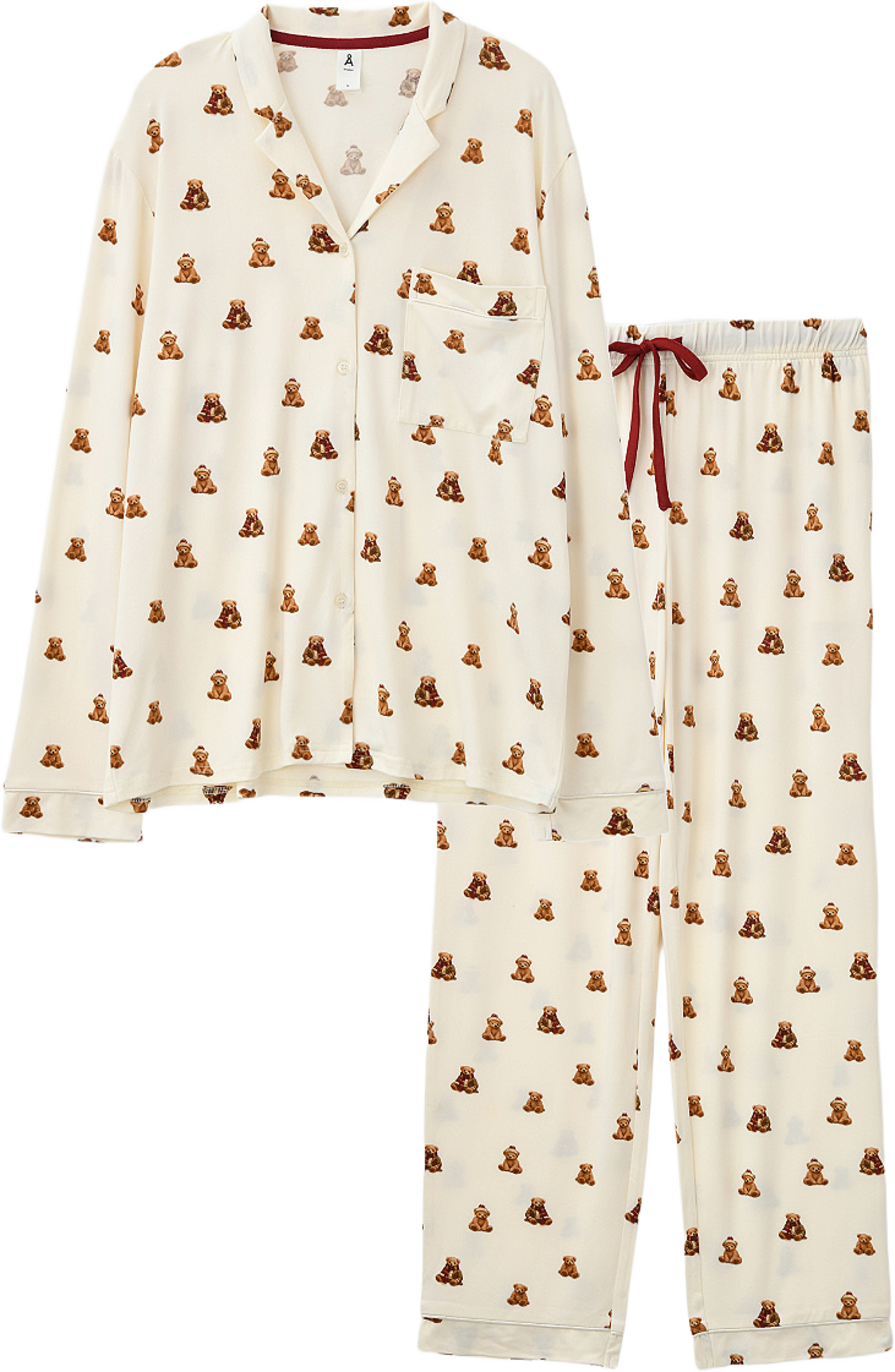 Julpyjamas HOLLY, från Å WOMAN, i färgen Teddy Bear. Klicka för att öppna bilden i stort format