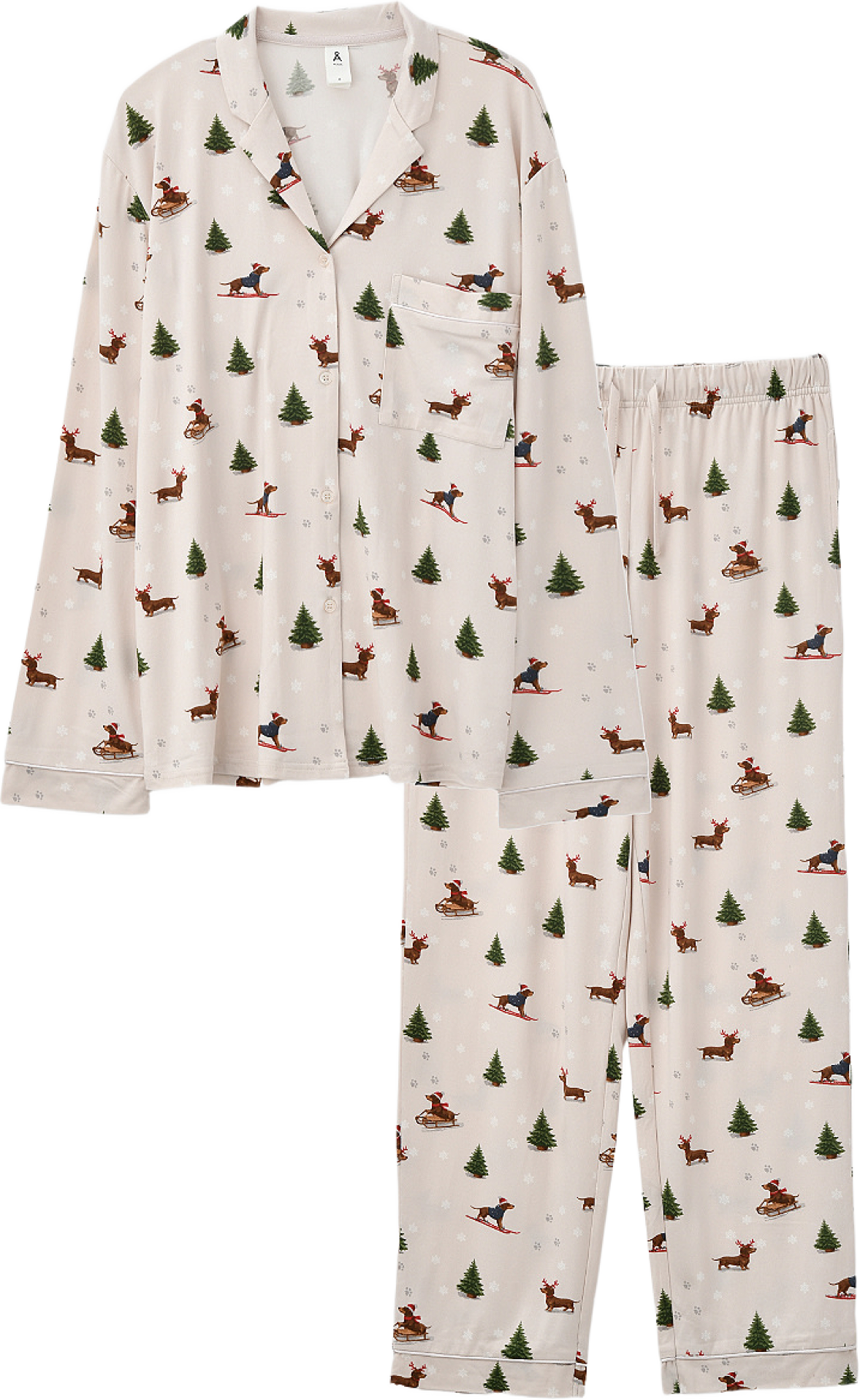Julpyjamas HOLLY, från Å WOMAN, i färgen Ski Slope Print. Klicka för att öppna bilden i stort format