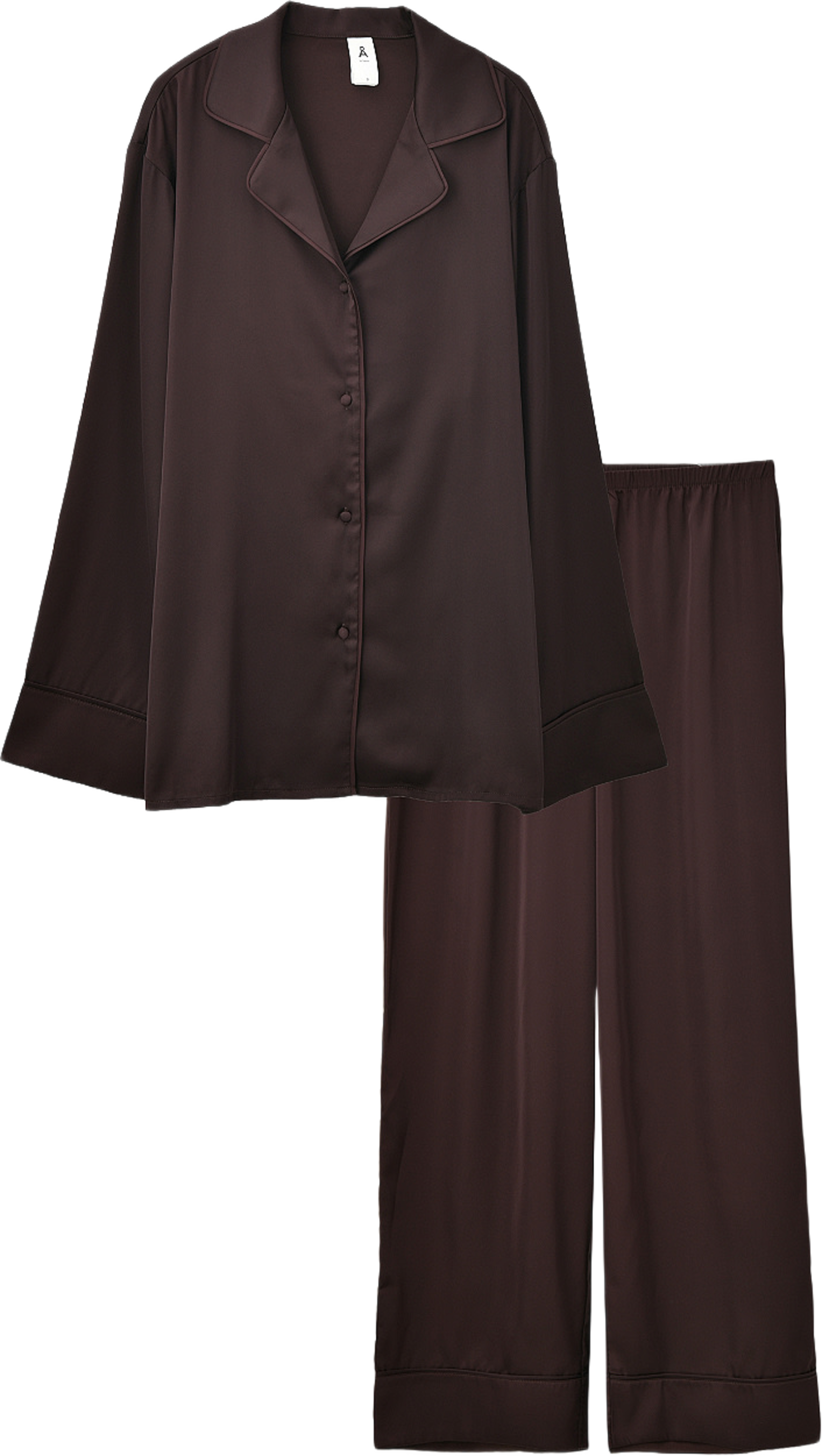 Långärmad pyjamas VIVIENNE, från Å WOMAN, i färgen Dark Brown. Klicka för att öppna bilden i stort format