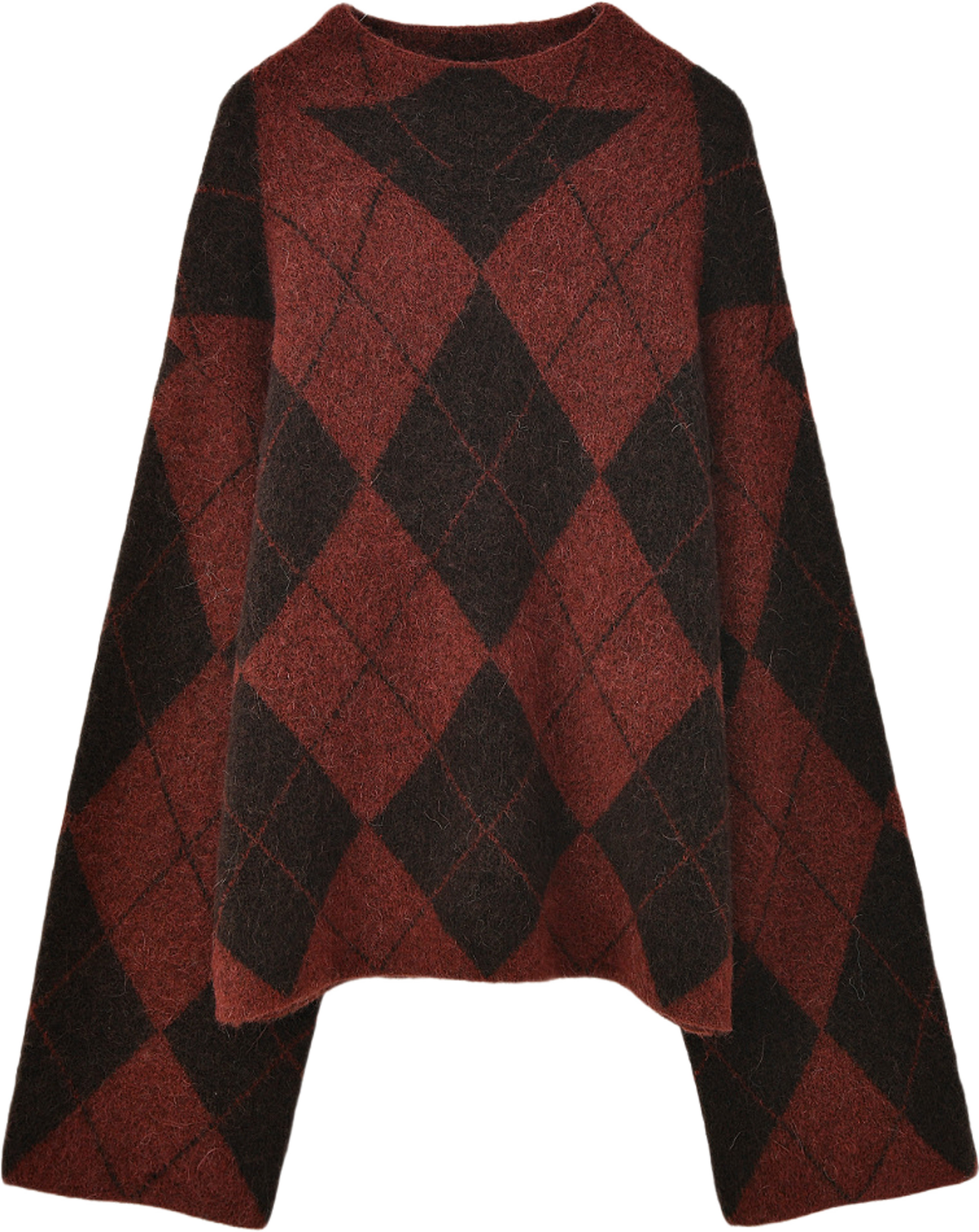 Mönstrad jumper LILLE, från Carin Wester, i färgen Argyle Rust. Klicka för att öppna bilden i stort format