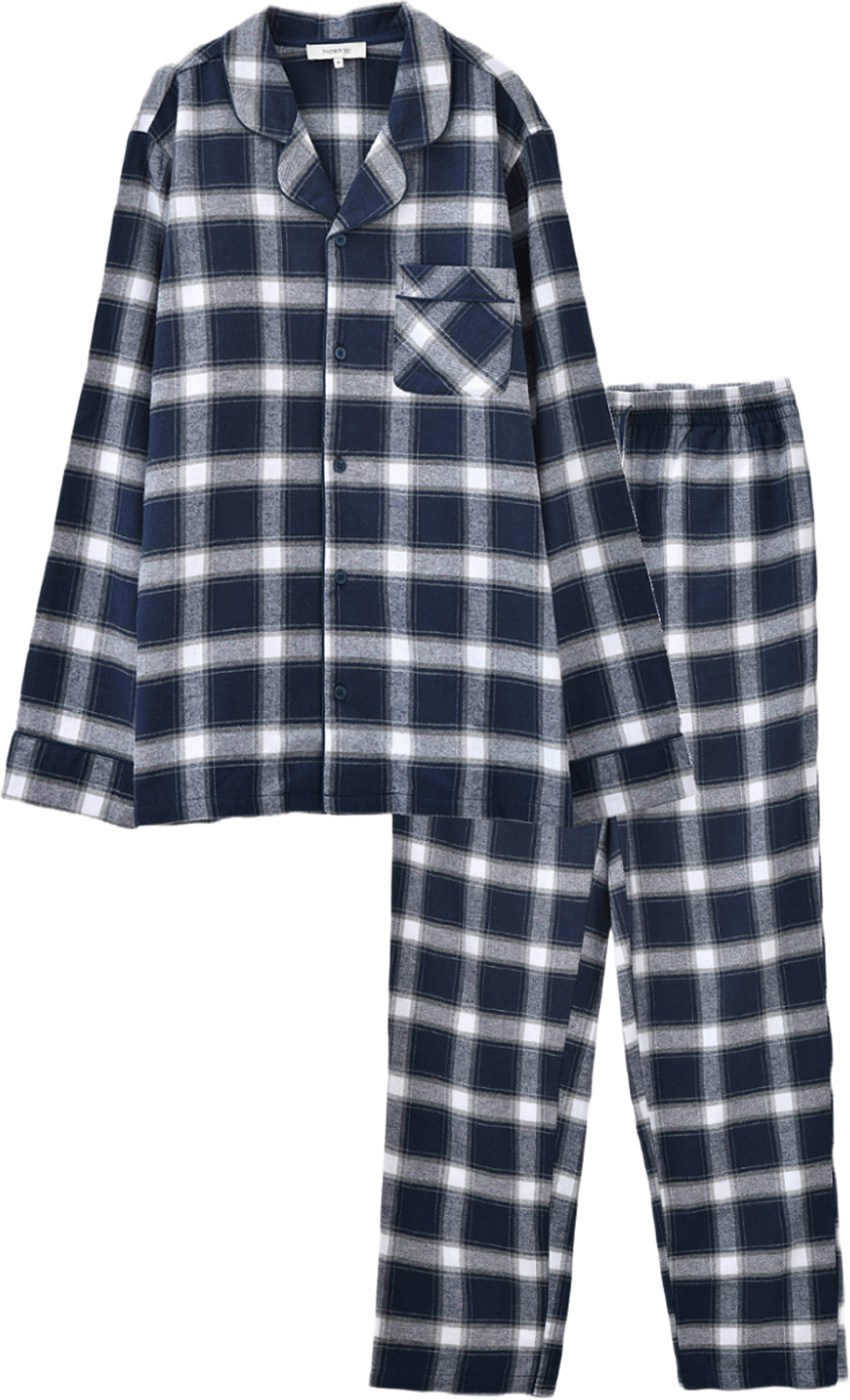 Flanellpyjamas EDVIN, från NORVIE, i färgen Navy. Klicka för att öppna bilden i stort format