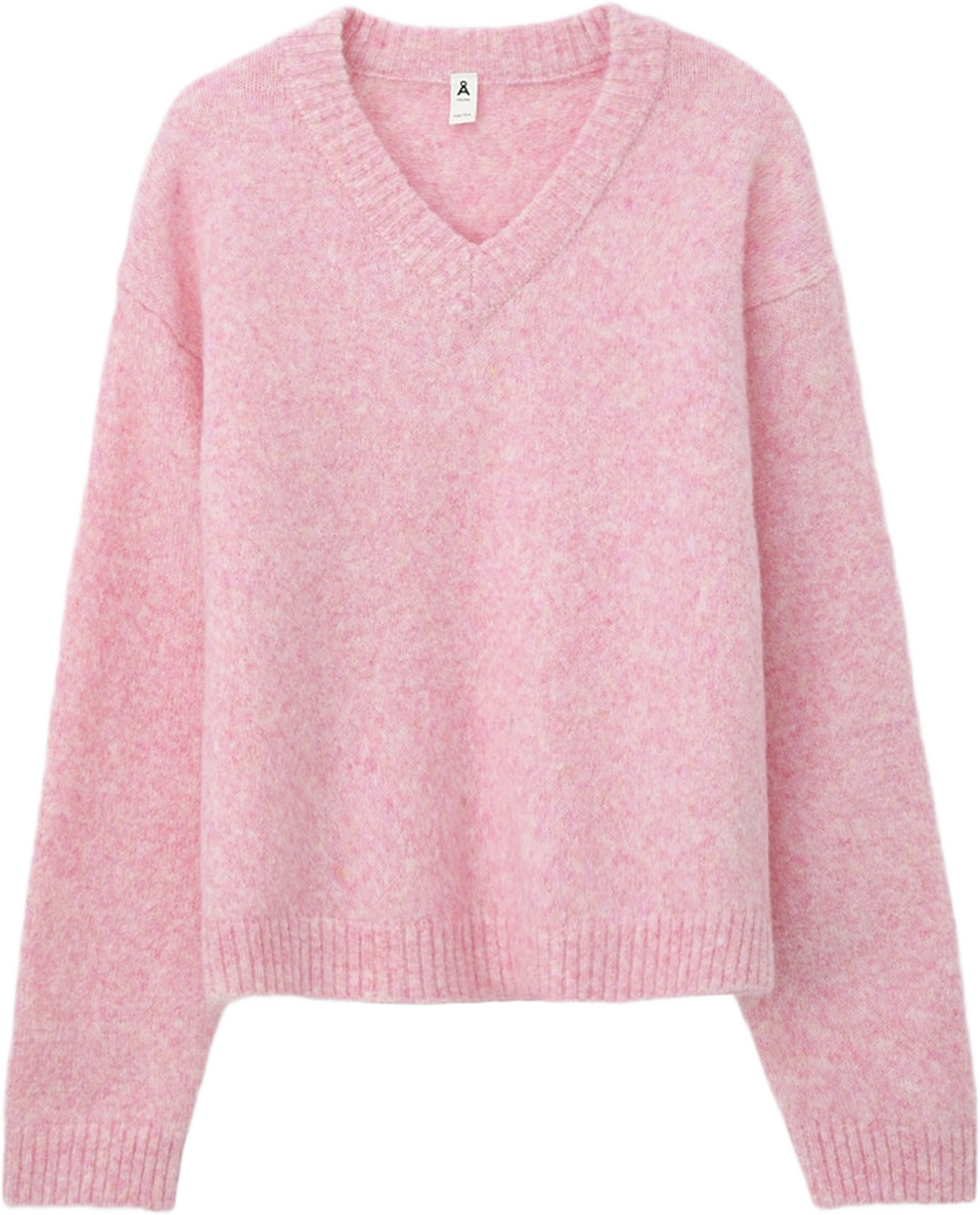 Stickad tröja med v-ringning BILLIE, från Å Young, i färgen Pink Melange. Klicka för att öppna bilden i stort format
