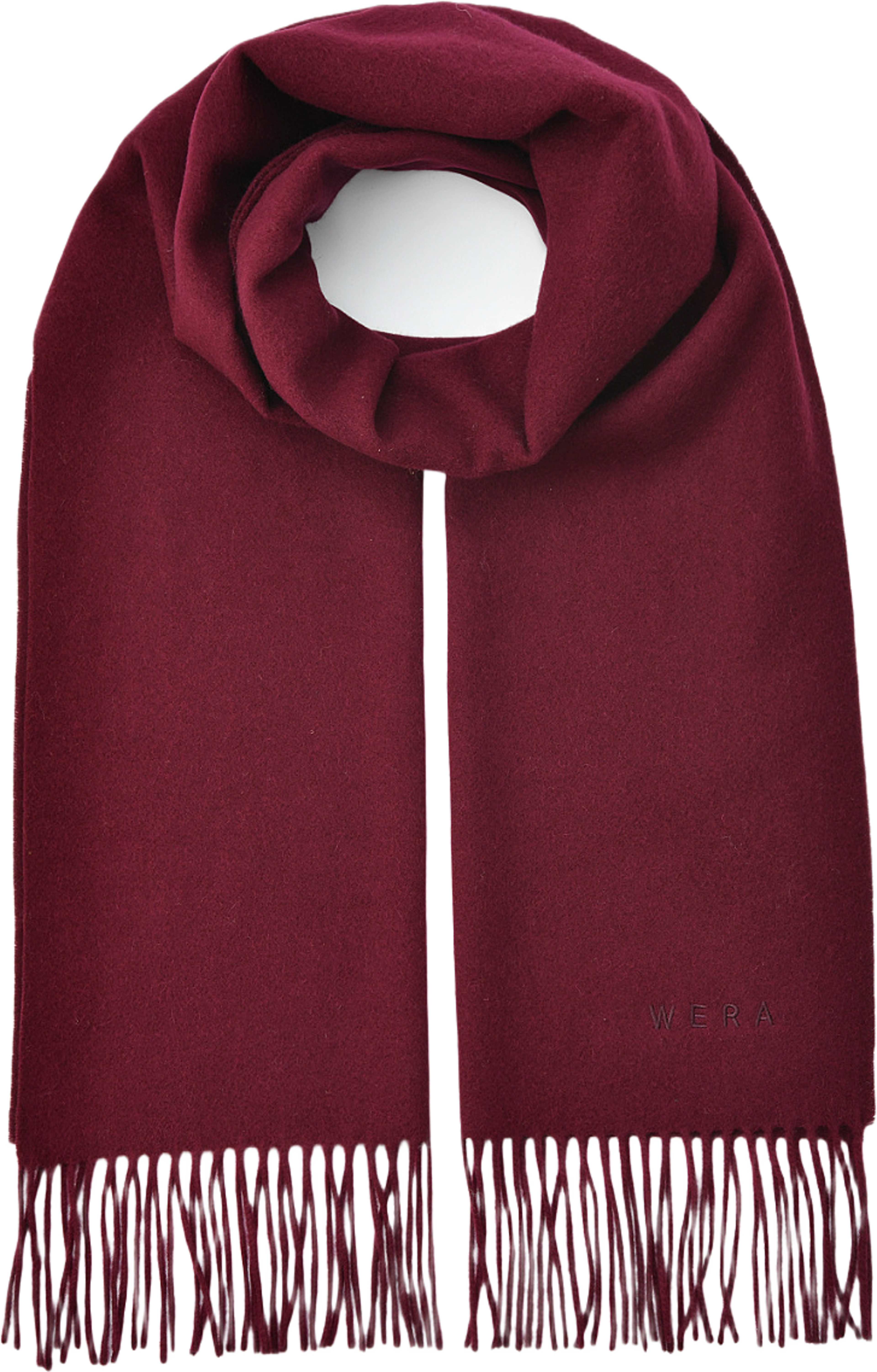 Halsduk i ull FELICIA, från Wera, i färgen Wine Red. Klicka för att öppna bilden i stort format