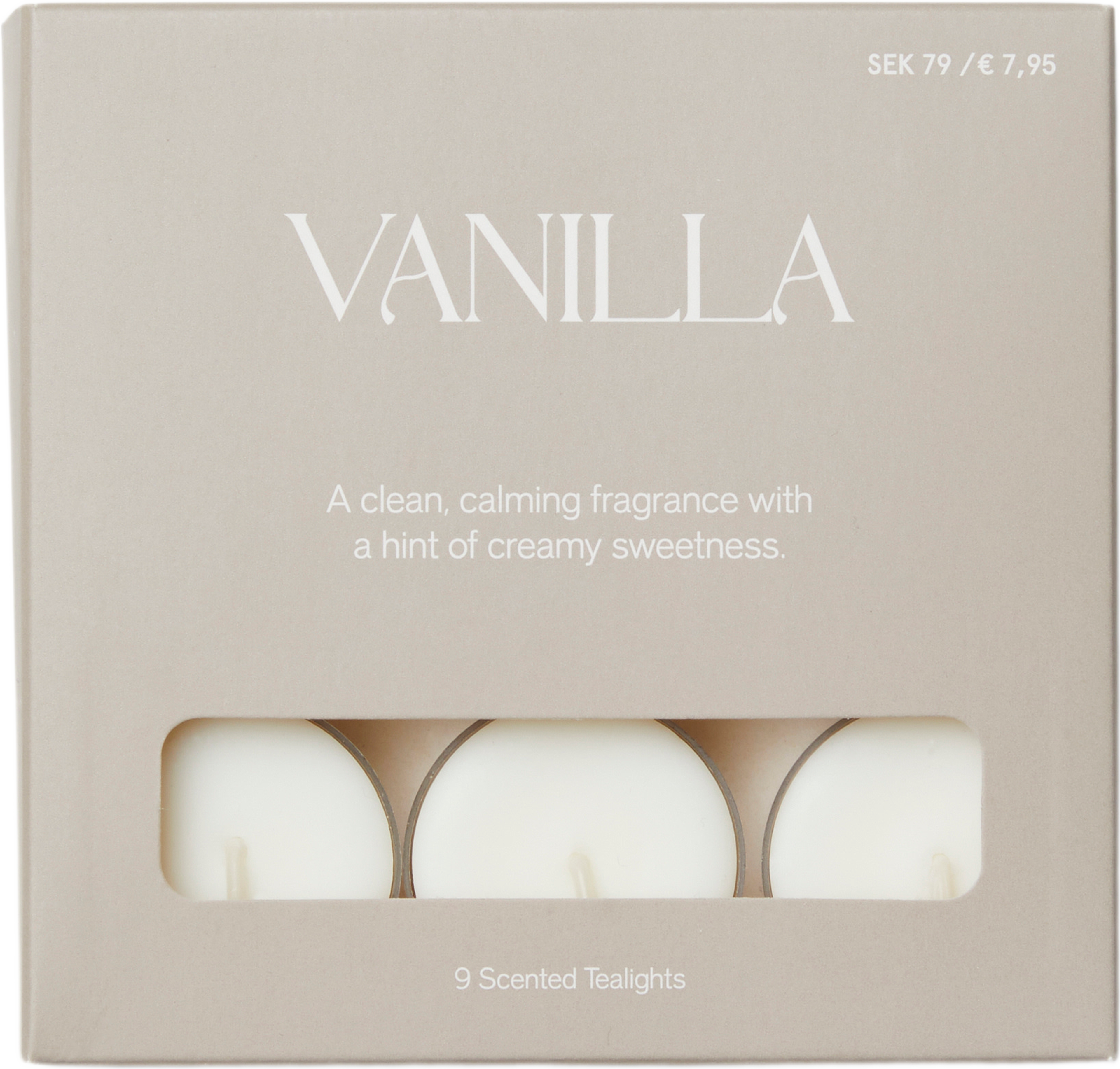 Doftljus värmeljus, 9-pack, från Åhléns Home, i färgen Vanilla. Klicka för att öppna bilden i stort format