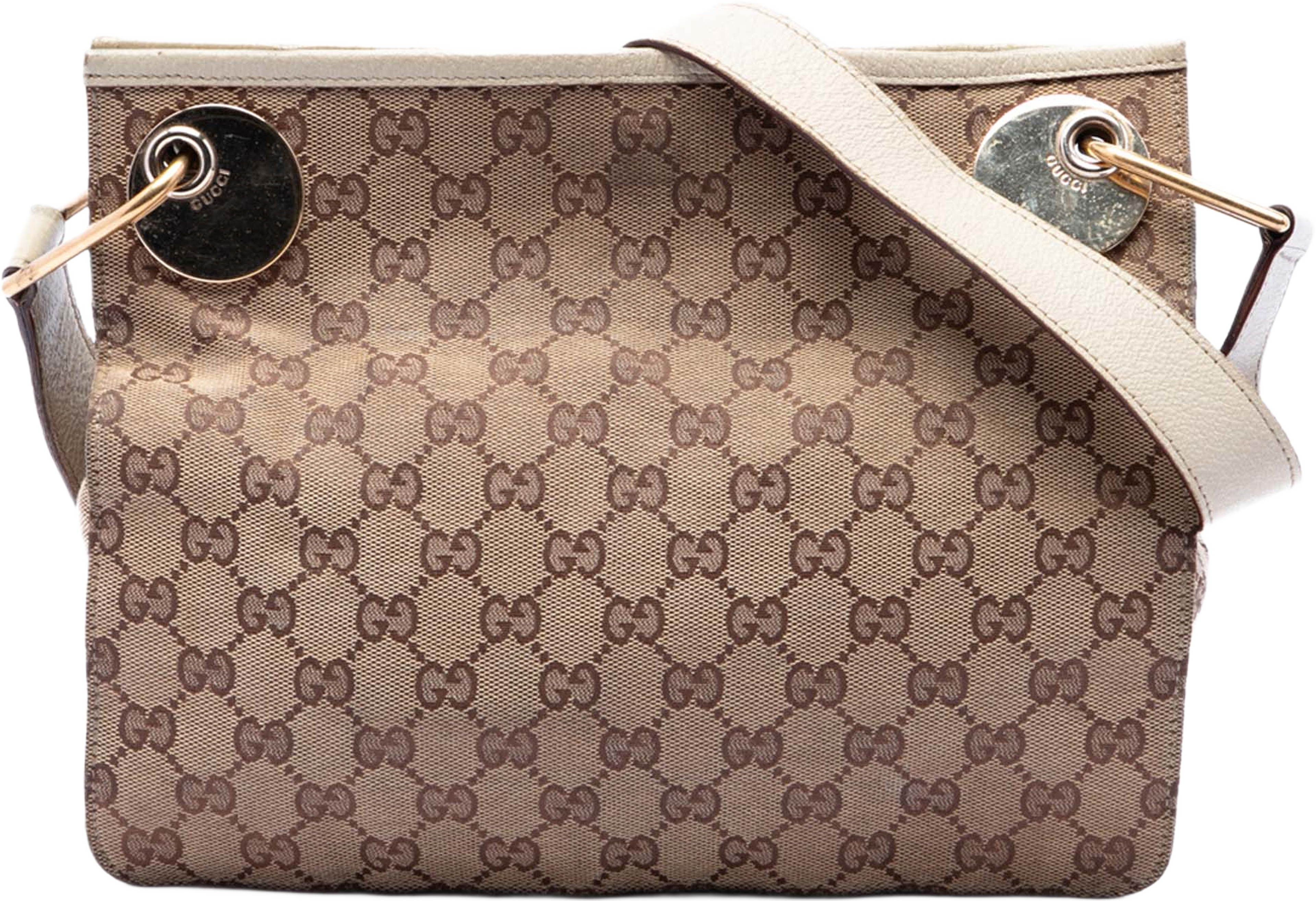 Gucci Gg Canvas Eclipse Crossbody, från Luxclusif, i färgen beige. Klicka för att öppna bilden i stort format