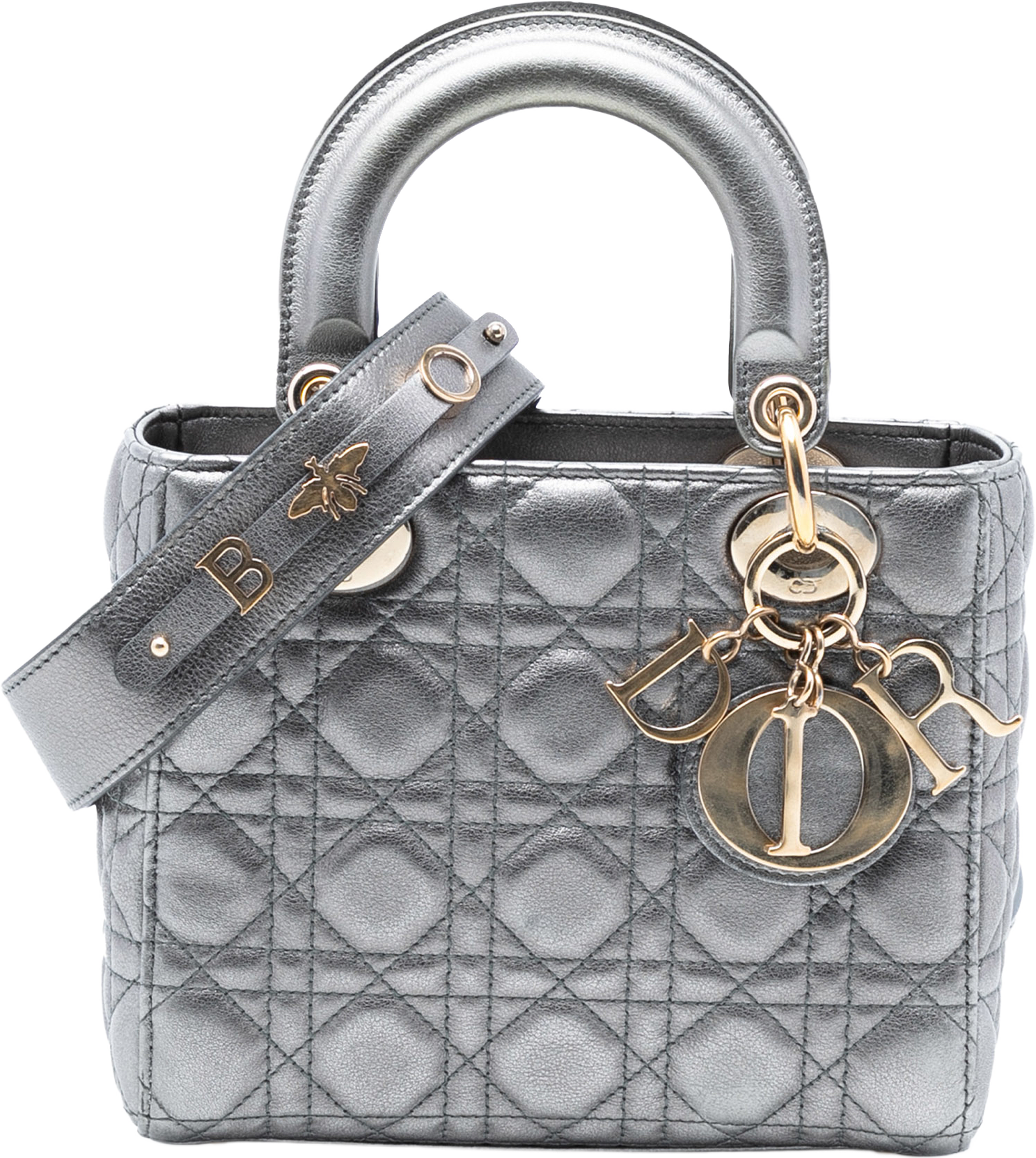 Dior Small Metallic Lambskin Cannage My Abcdior Lady Dior, från Luxclusif, i färgen gray. Klicka för att öppna bilden i stort format