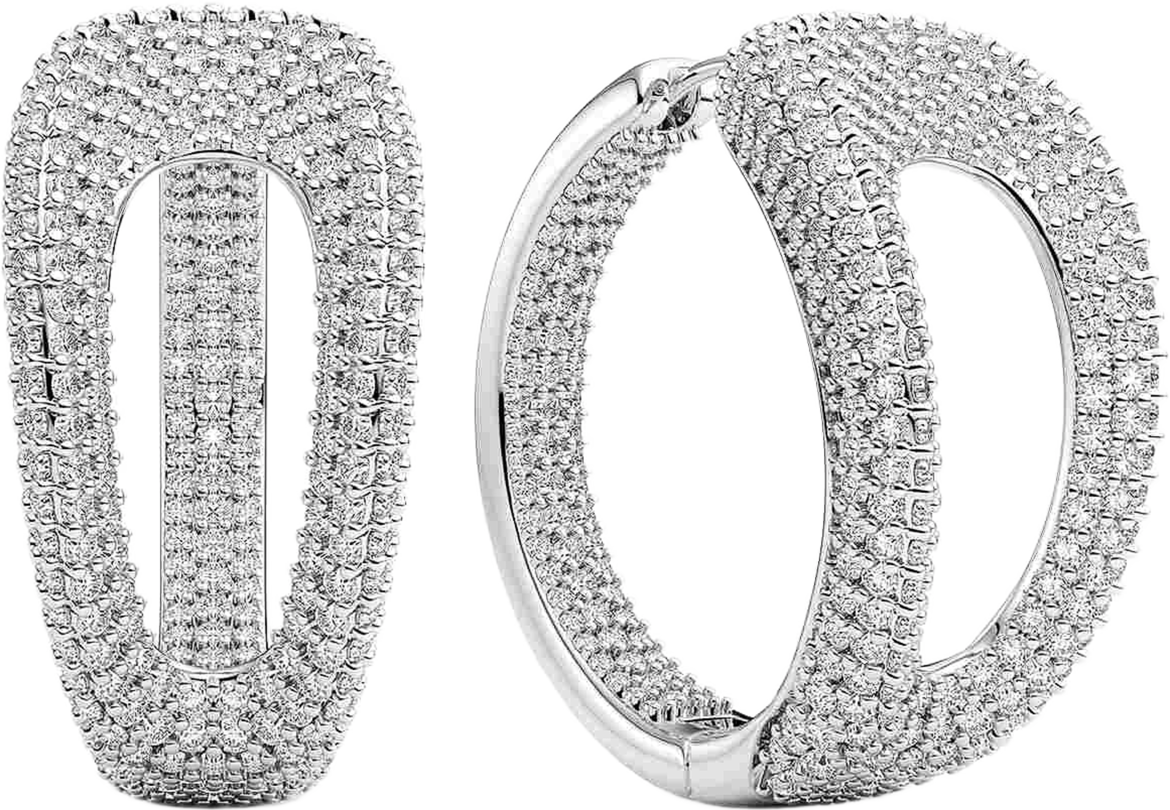 Borsa Creolo Grande Earrings, från Sif Jakobs Jewellery, i färgen silver/white zirkonia. Klicka för att öppna bilden i stort format