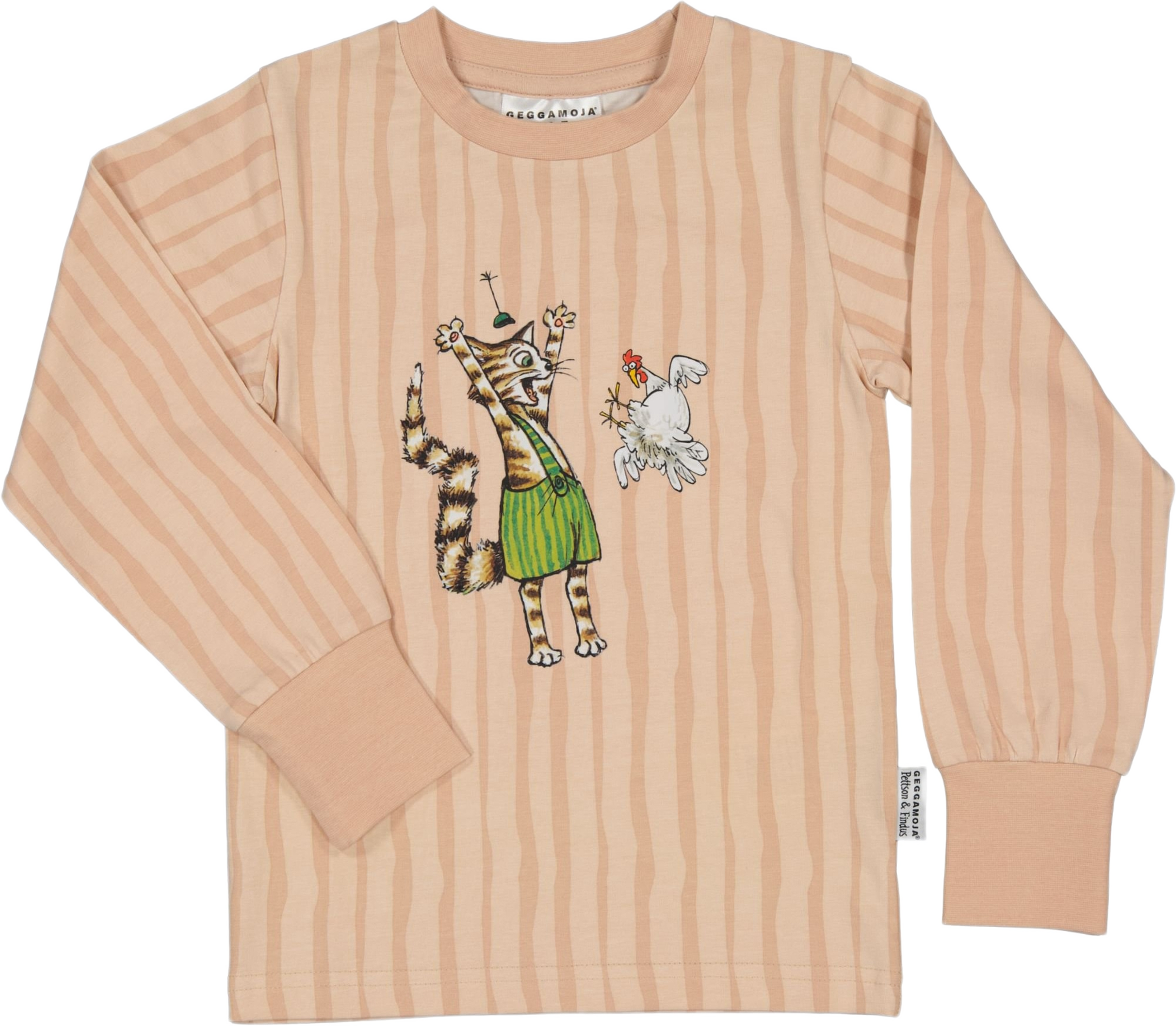 Tröja Pettson Och Findus, från Geggamoja, i färgen pink stripe. Klicka för att öppna bilden i stort format