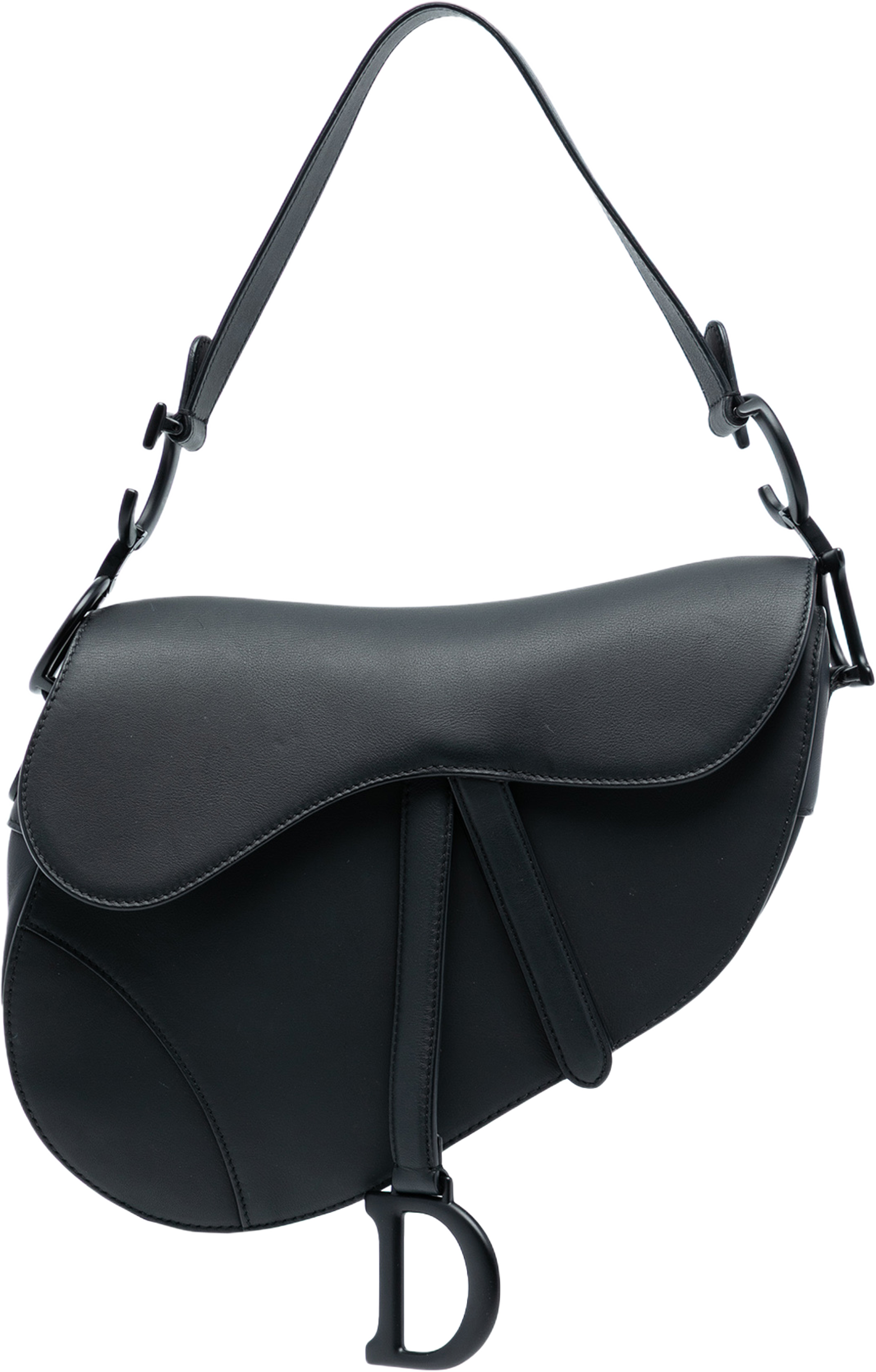 Dior Ultra Matte Calfskin Saddle Bag, från Luxclusif, i färgen black. Klicka för att öppna bilden i stort format