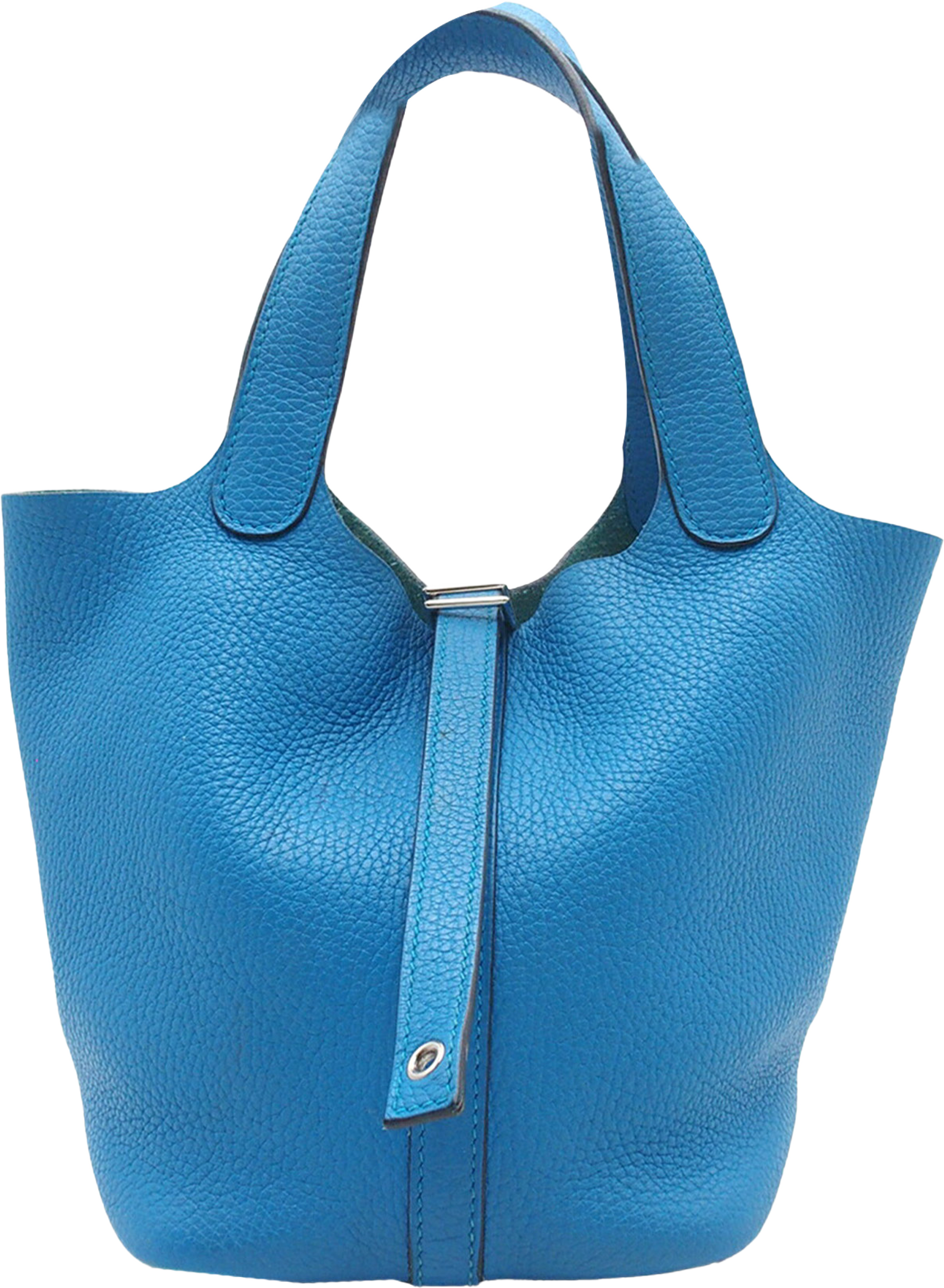 Hermès Clemence Picotin Lock 18, från Luxclusif, i färgen blue. Klicka för att öppna bilden i stort format