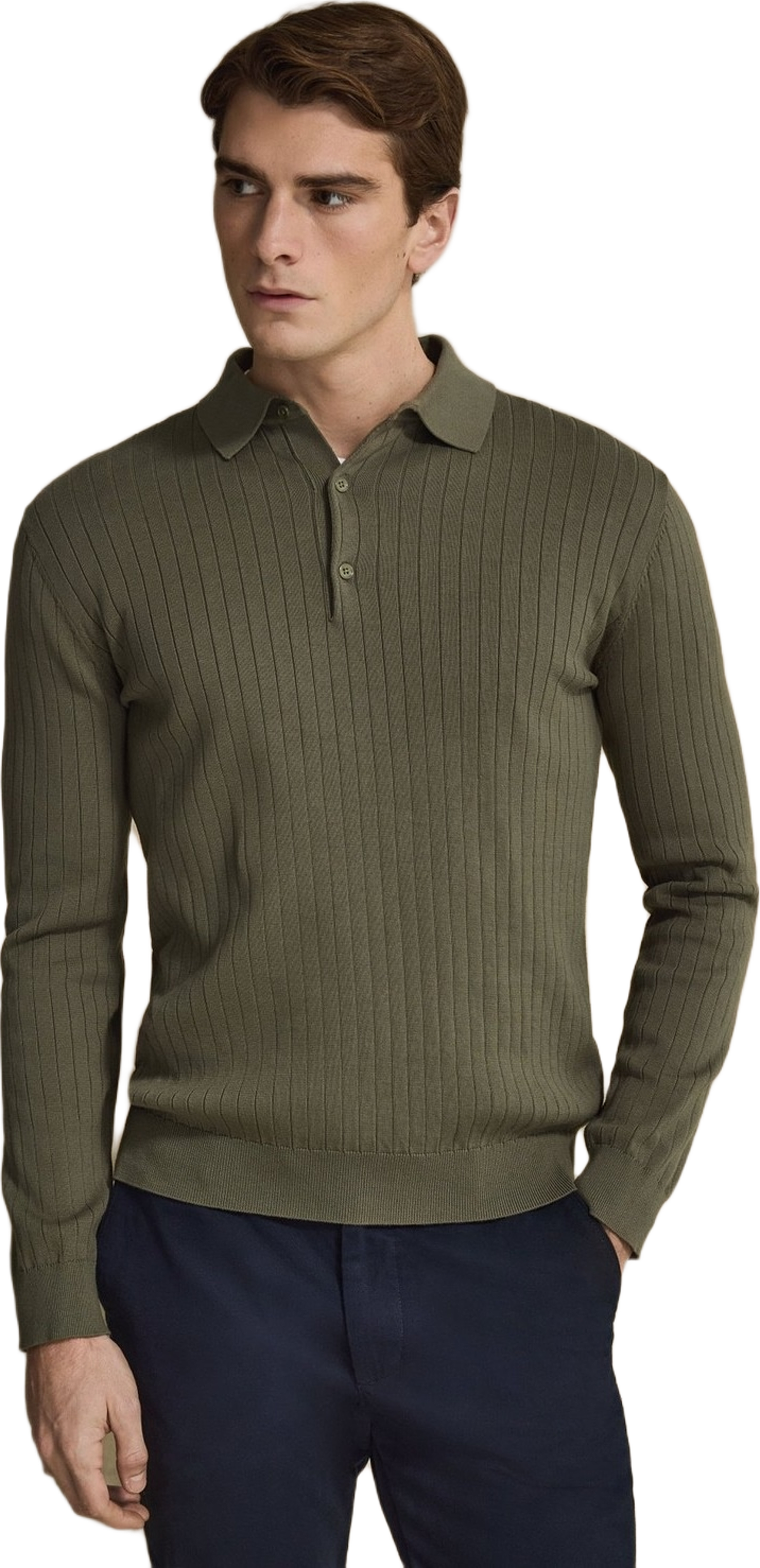 Cotton Rib Knitted Ls Polo Sweater (filippo)