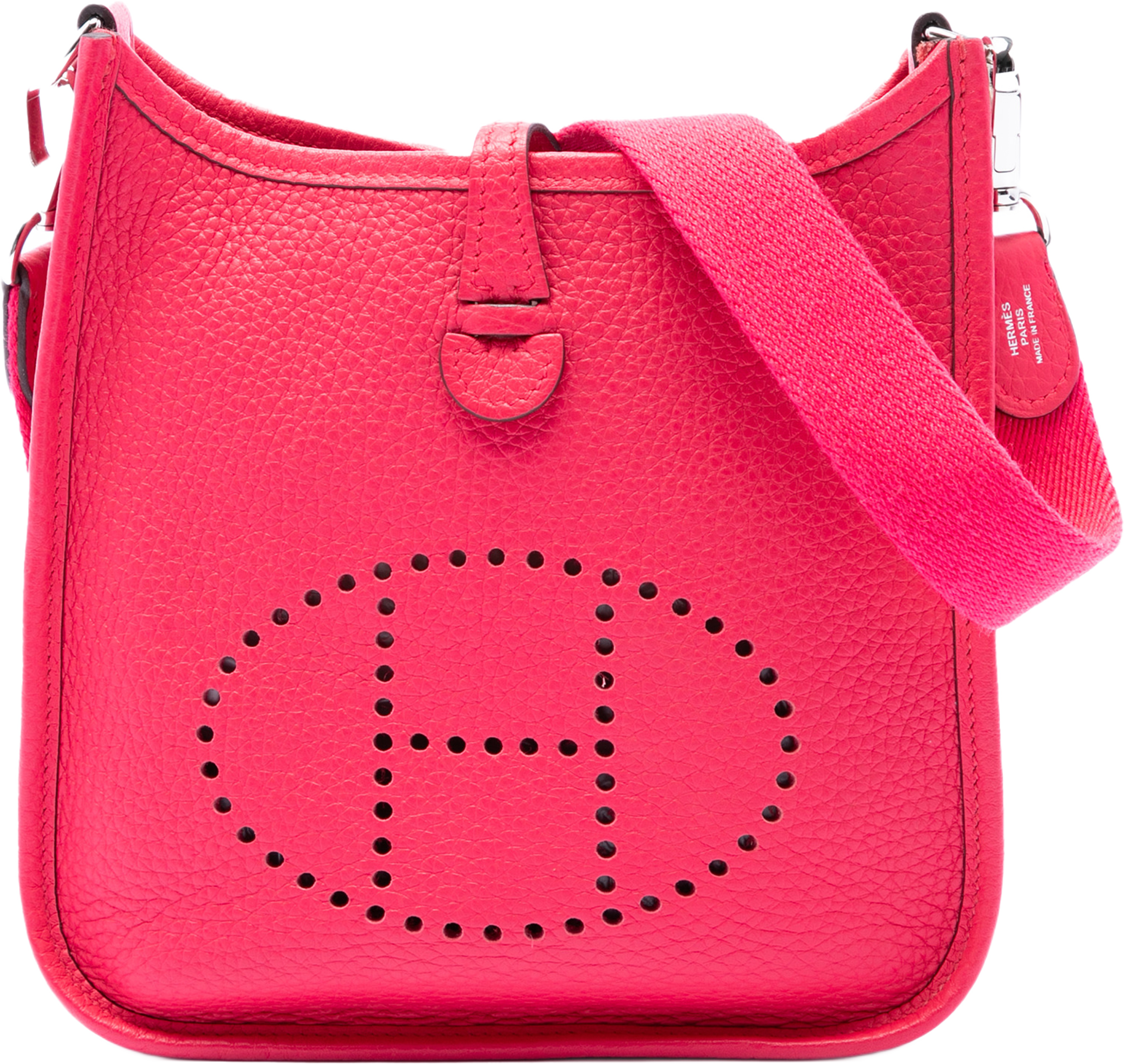Hermès Clemence Evelyne I Tpm, från Luxclusif, i färgen hot pink. Klicka för att öppna bilden i stort format