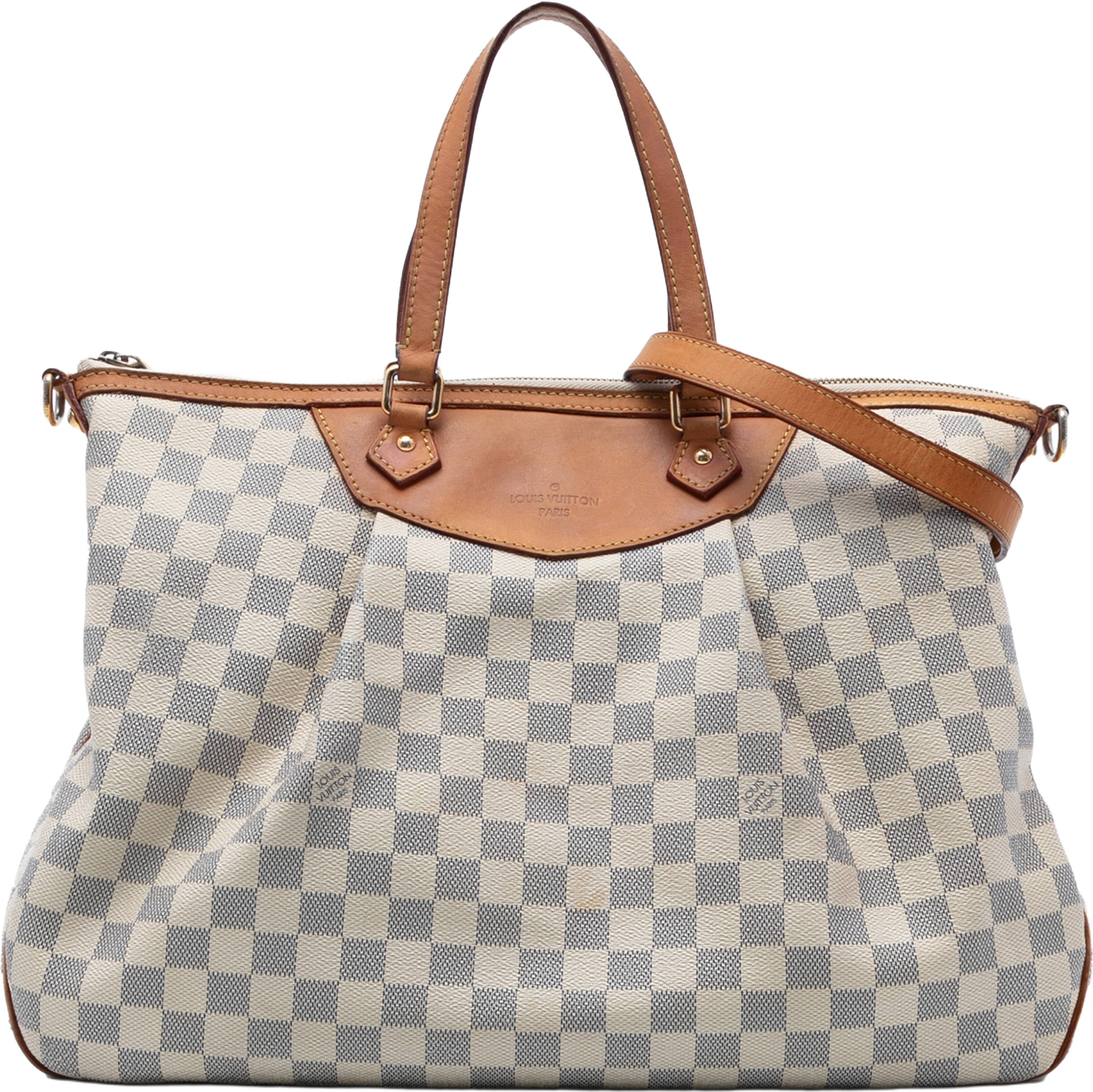 Louis Vuitton Damier Azur Siracusa Gm, från Luxclusif, i färgen white. Klicka för att öppna bilden i stort format
