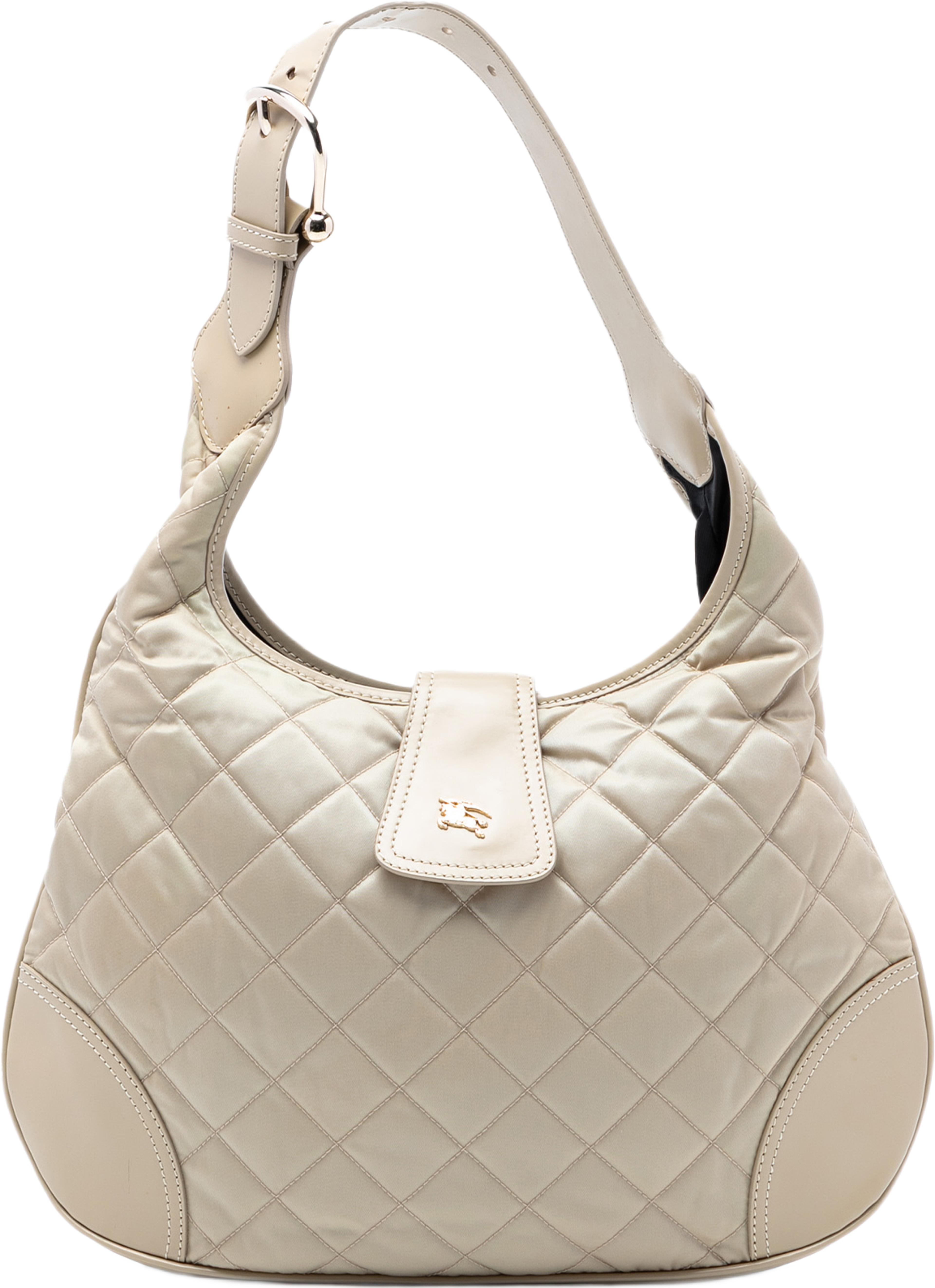 Burberry Quilted Nylon Brooke Hobo, från Luxclusif, i färgen brun. Klicka för att öppna bilden i stort format
