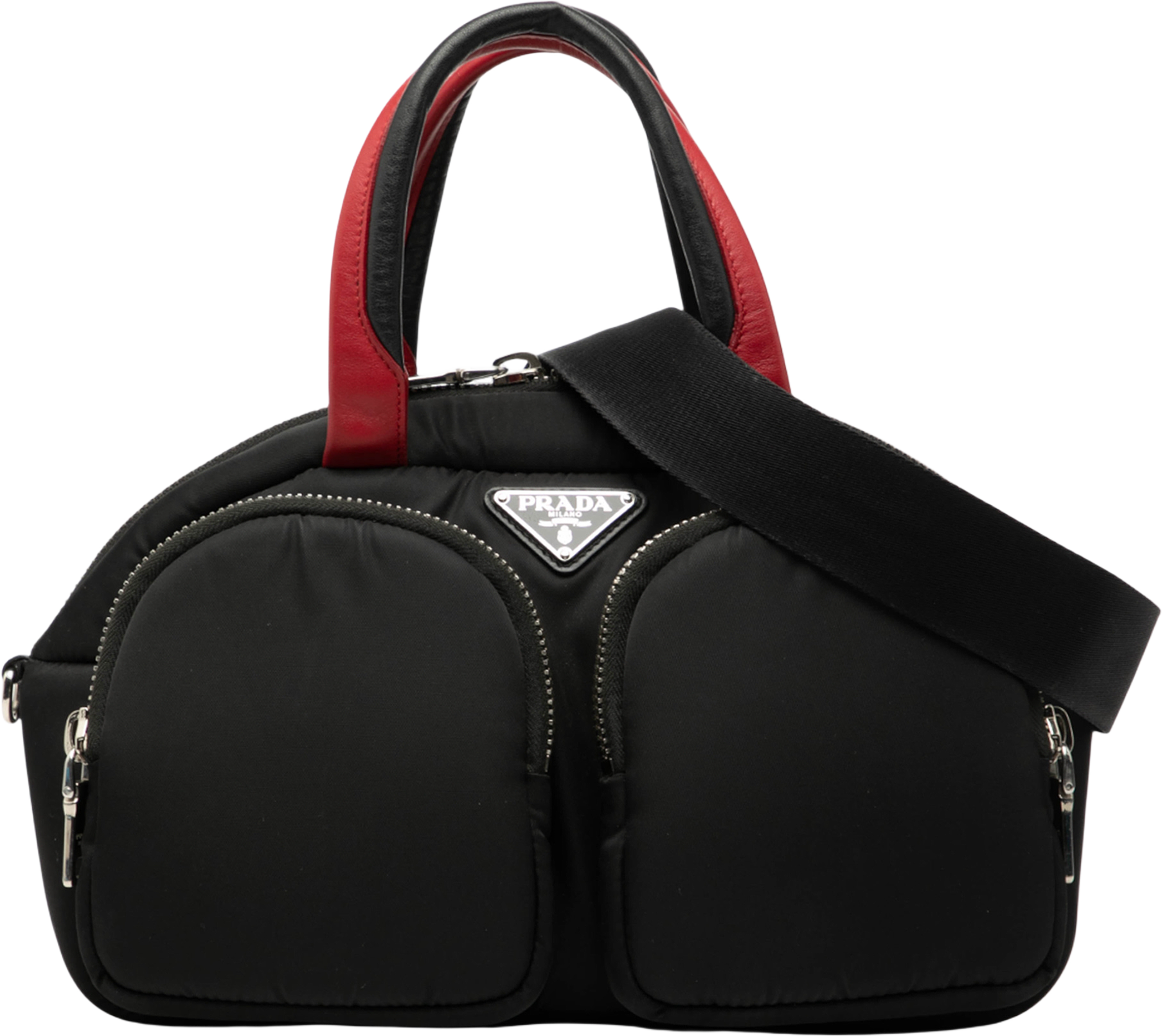 Prada Tessuto Pocket Top Handle Cargo Bag, från Luxclusif, i färgen black. Klicka för att öppna bilden i stort format