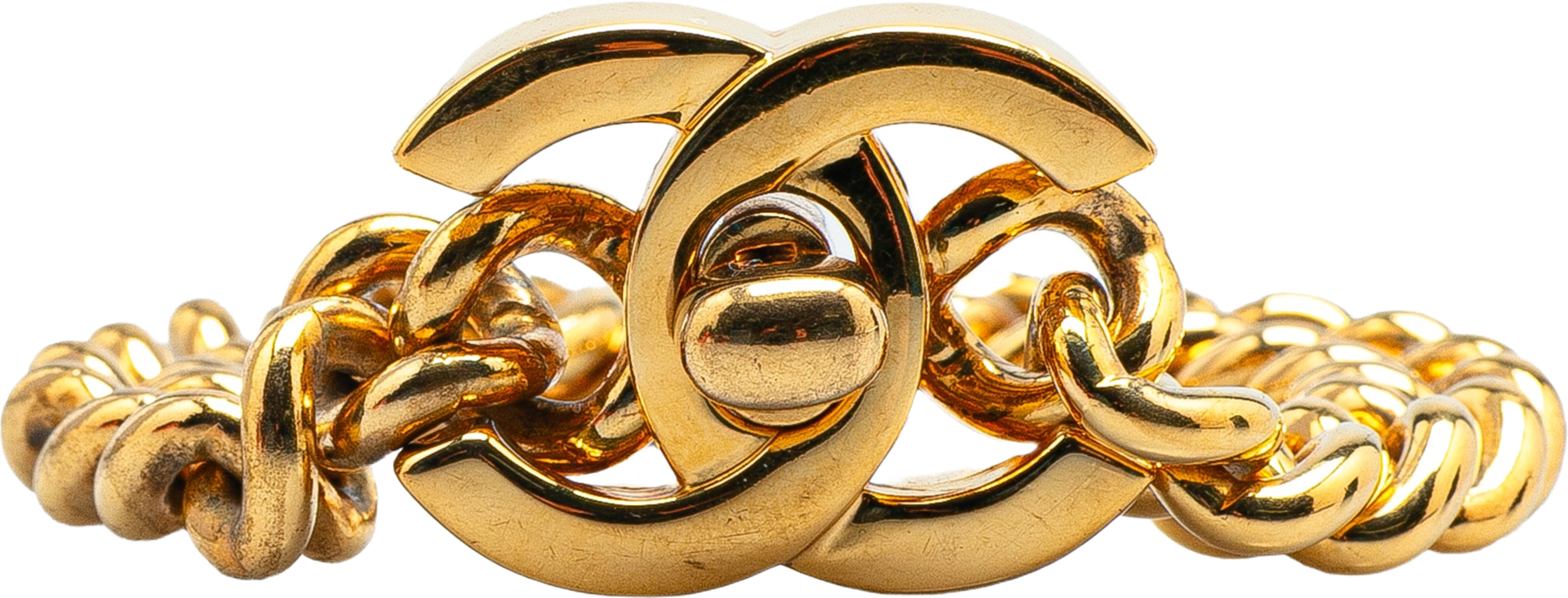 Chanel Gold Plated Interlocking Cc Chain Bracelet