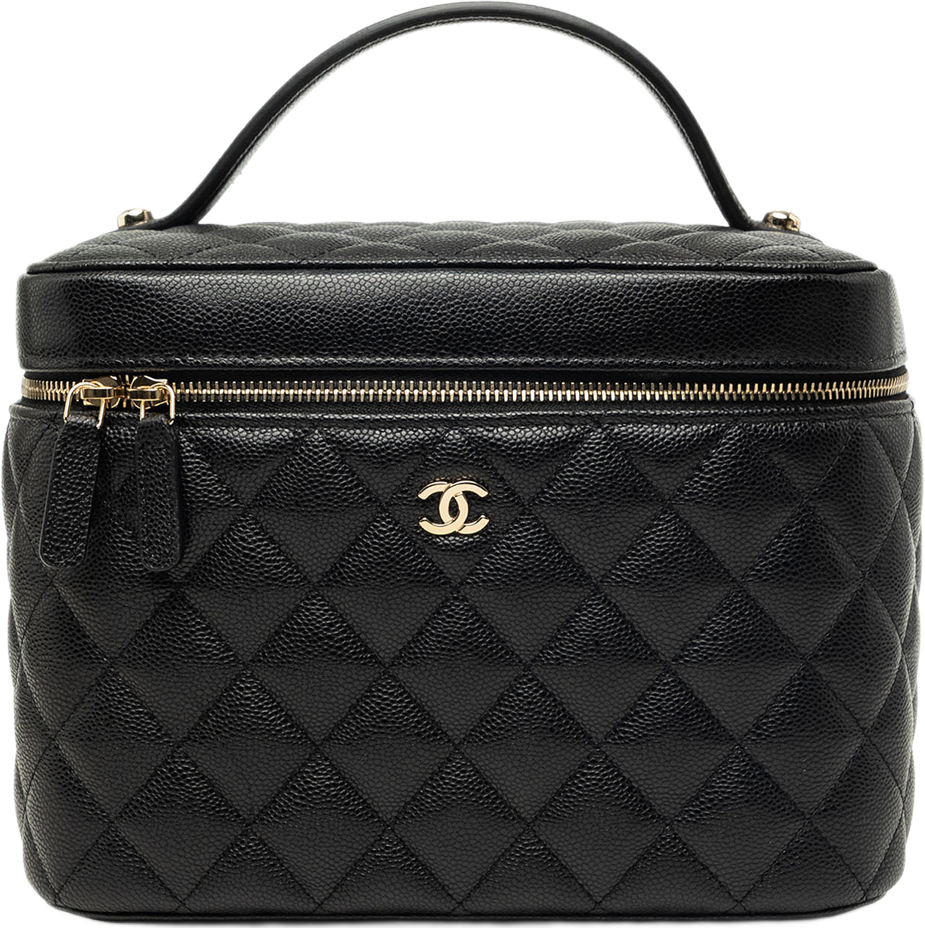 Chanel Medium Cc Quilted  Caviar Vanity Case, från Luxclusif, i färgen svart. Klicka för att öppna bilden i stort format