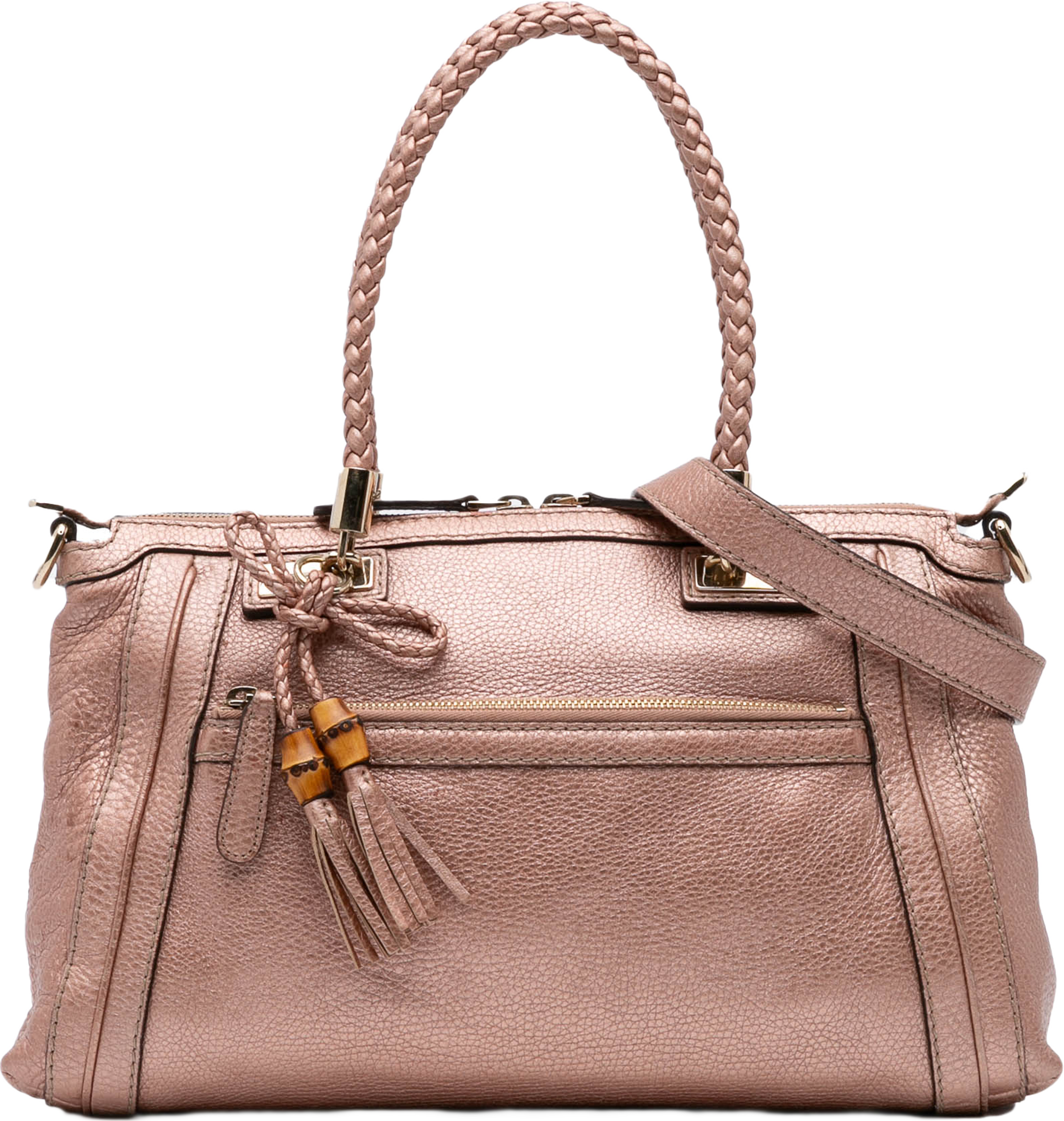 Gucci Metallic Pebbled Calfskin Bella Satchel