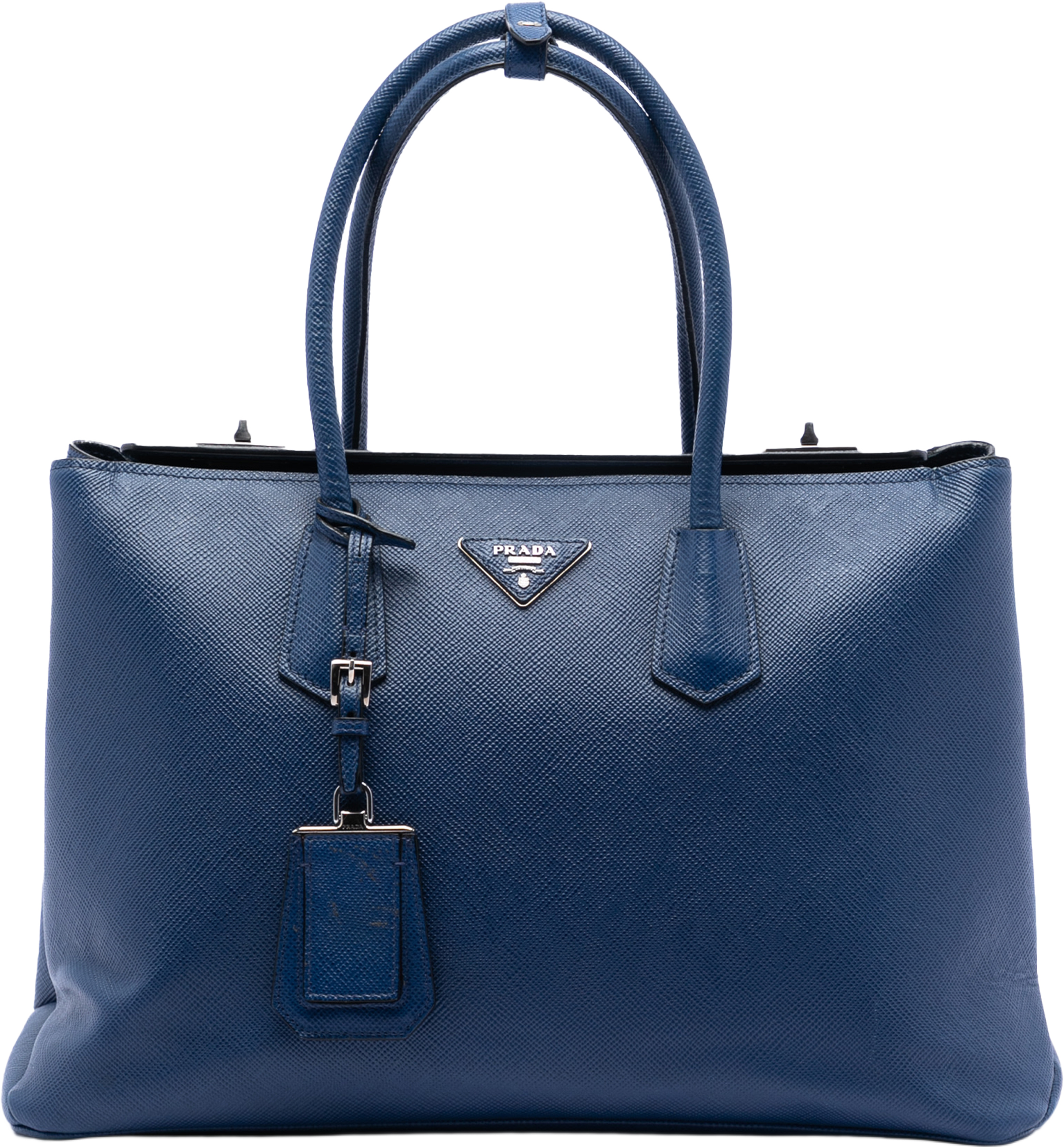Prada Saffiano Cuir Twin Tote, från Luxclusif, i färgen blue. Klicka för att öppna bilden i stort format