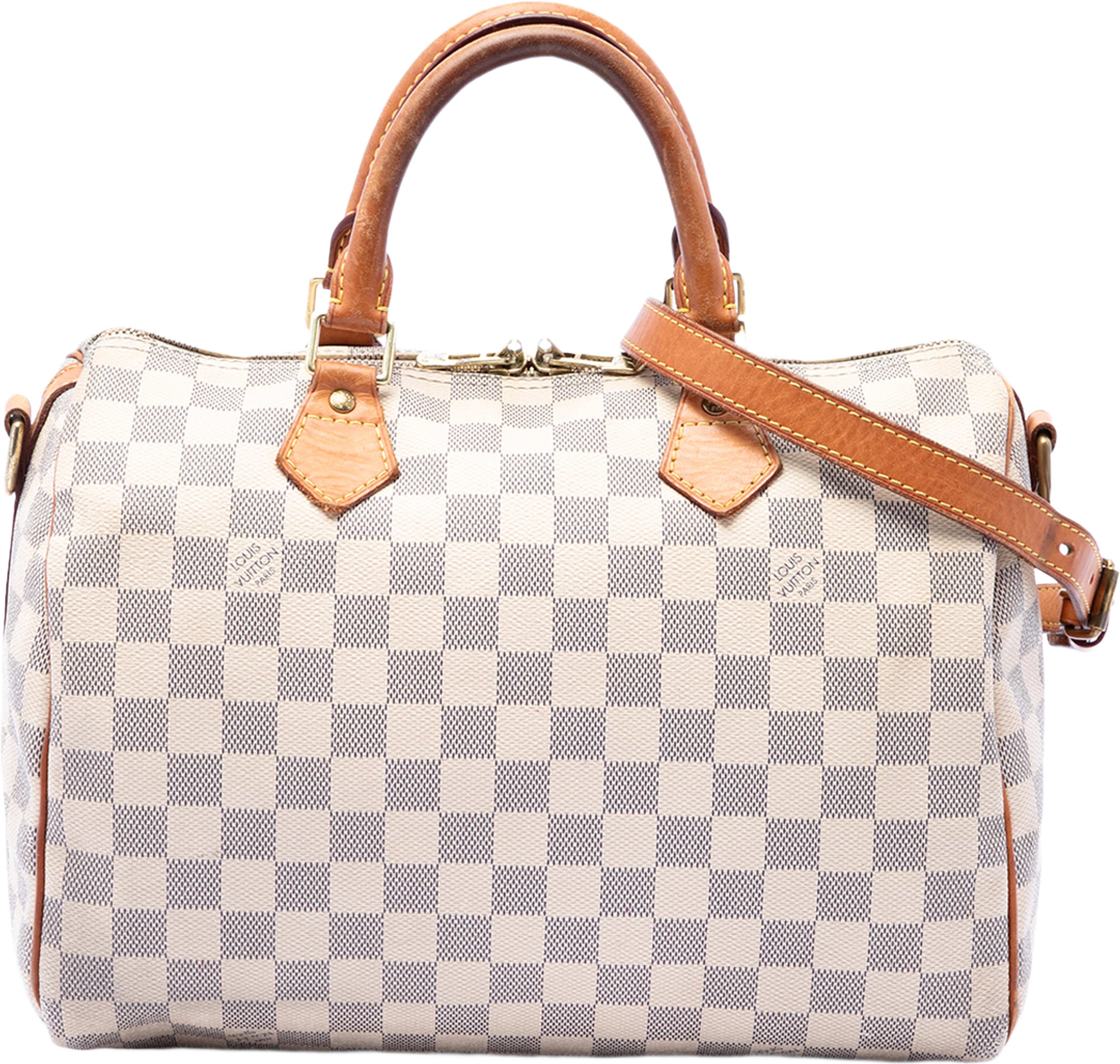 Louis Vuitton Damier Azur Speedy Bandouliere 30, från Luxclusif, i färgen vit. Klicka för att öppna bilden i stort format