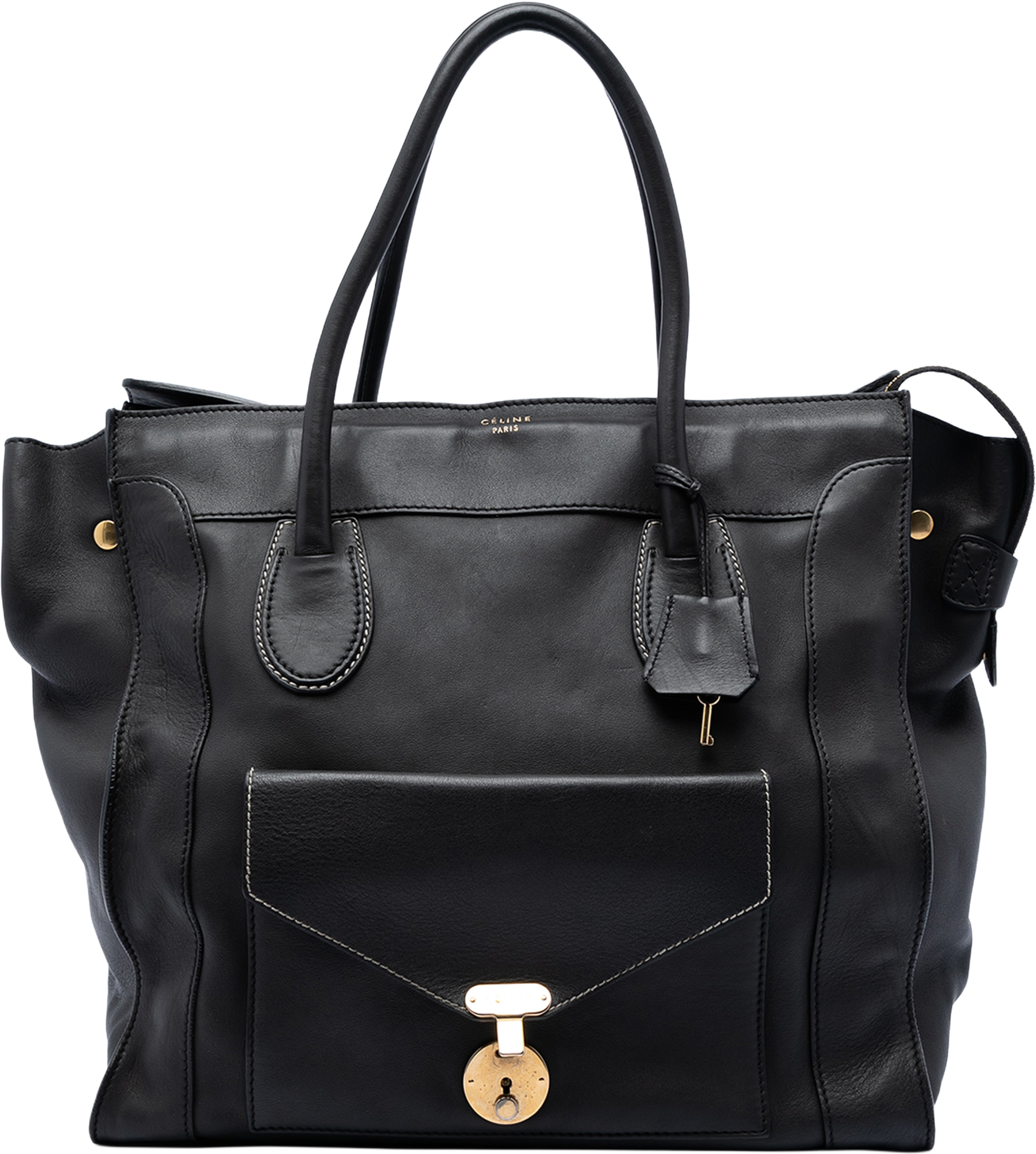 Celine Leather Envelope Luggage Tote, från Luxclusif, i färgen black. Klicka för att öppna bilden i stort format