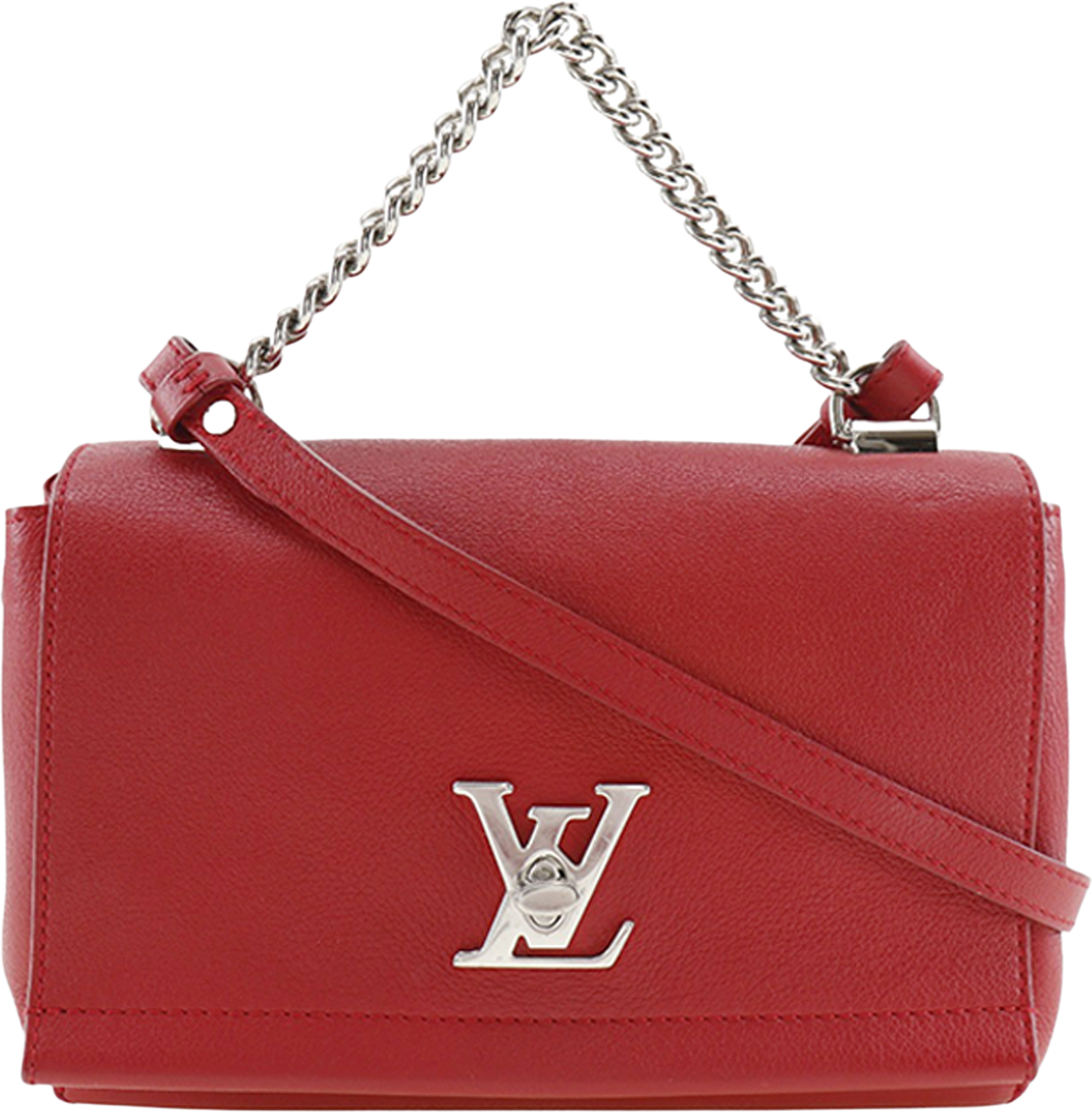 Louis Vuitton Leather Lockme Ii Bb, från Luxclusif, i färgen red. Klicka för att öppna bilden i stort format