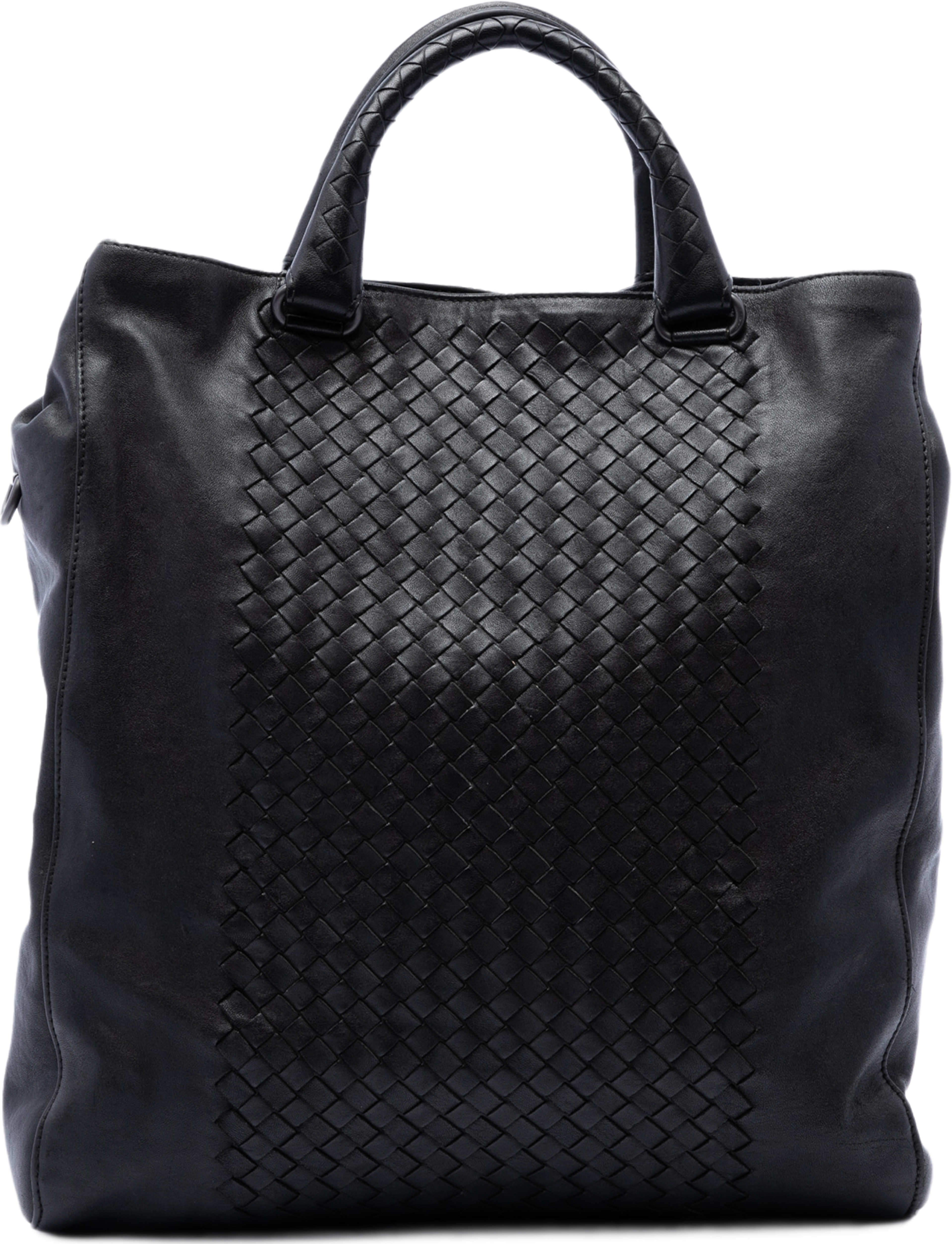 Bottega Veneta Intrecciato Trimmed Nappa Tote, från Luxclusif, i färgen svart. Klicka för att öppna bilden i stort format