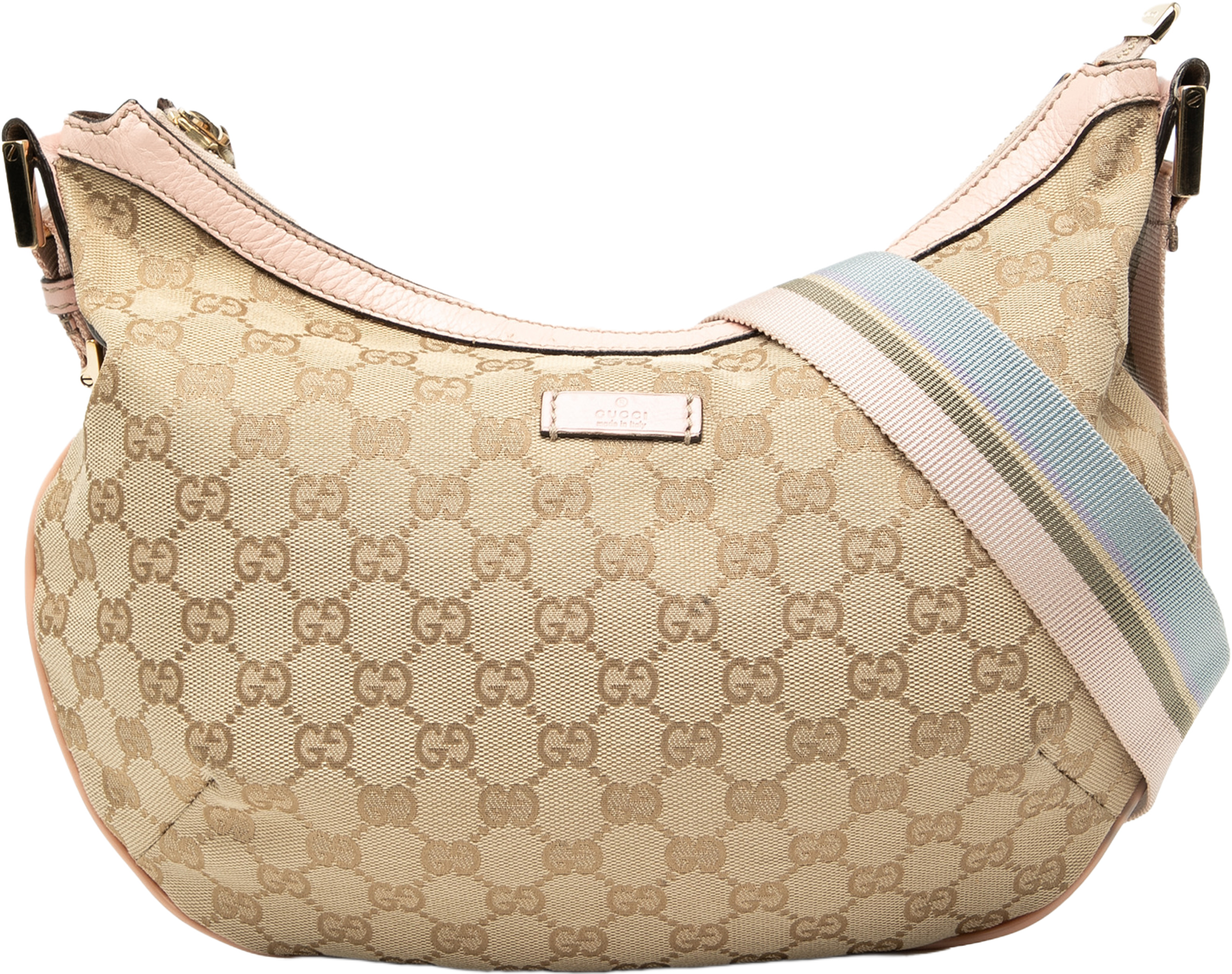 Gucci Gg Canvas Web Crossbody, från Luxclusif, i färgen beige. Klicka för att öppna bilden i stort format