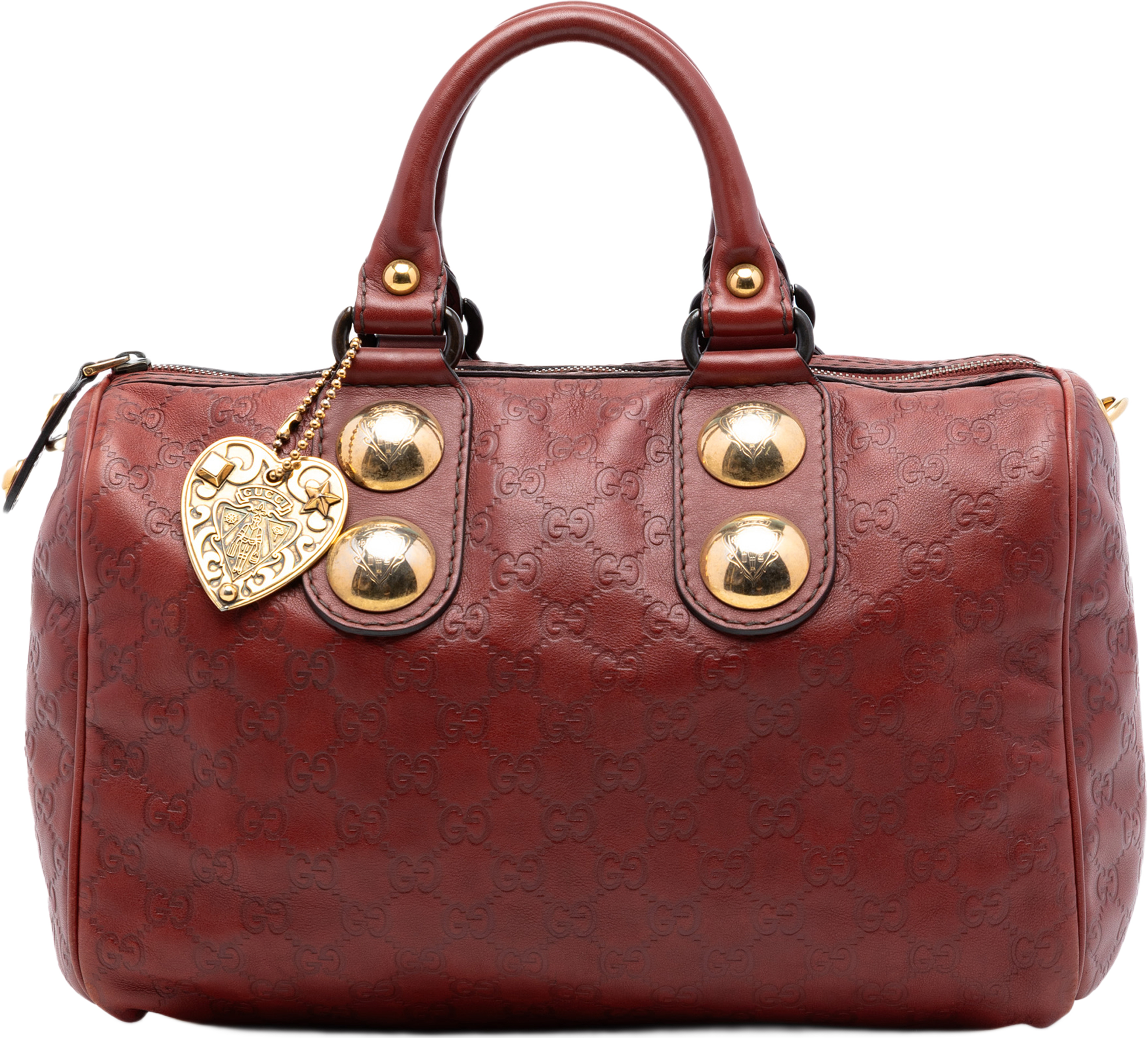 Gucci Guccissima Babouska Boston Bag, från Luxclusif, i färgen röd. Klicka för att öppna bilden i stort format