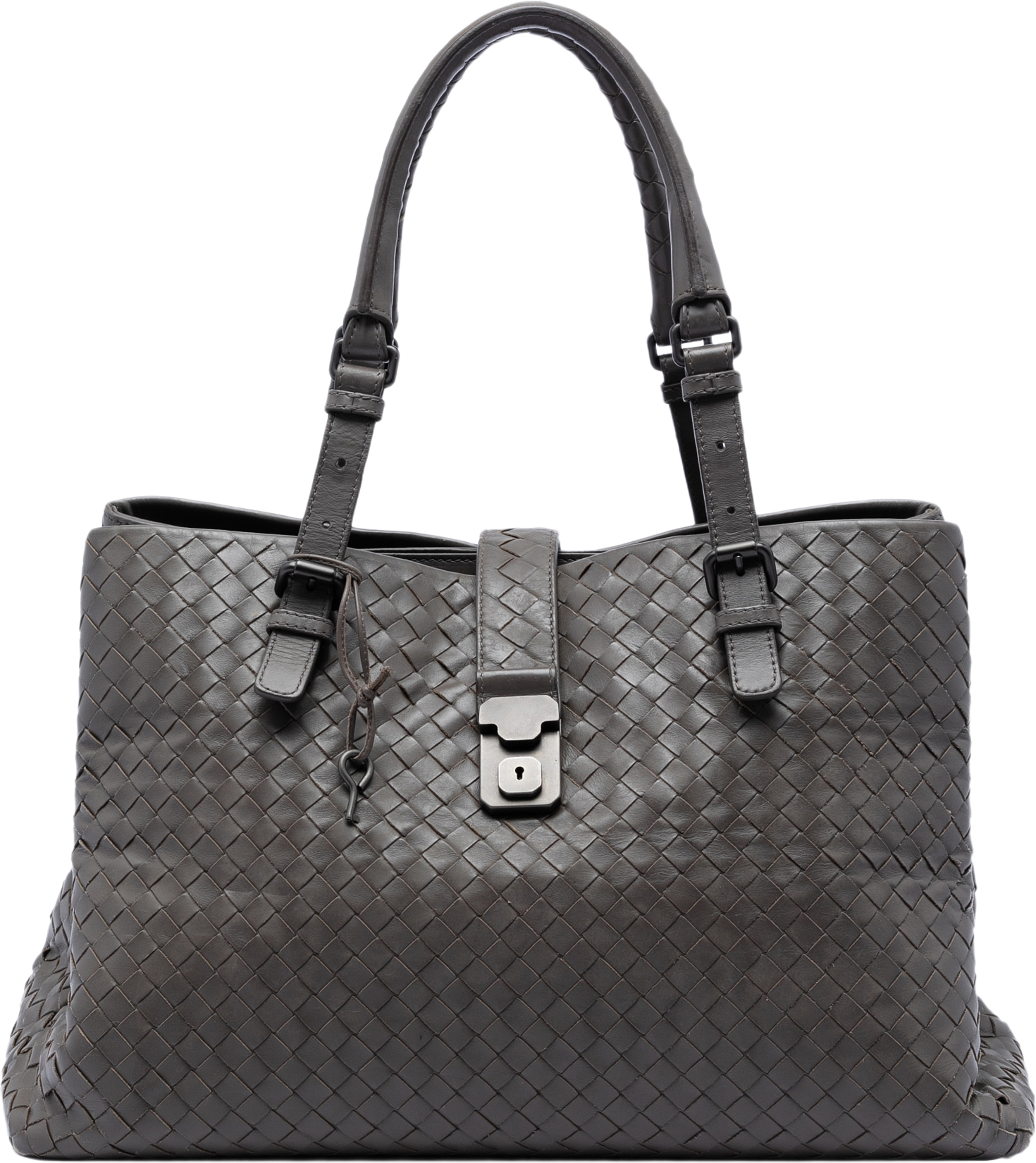Bottega Veneta Medium Nappa Intrecciato Roma Tote, från Luxclusif, i färgen gray. Klicka för att öppna bilden i stort format