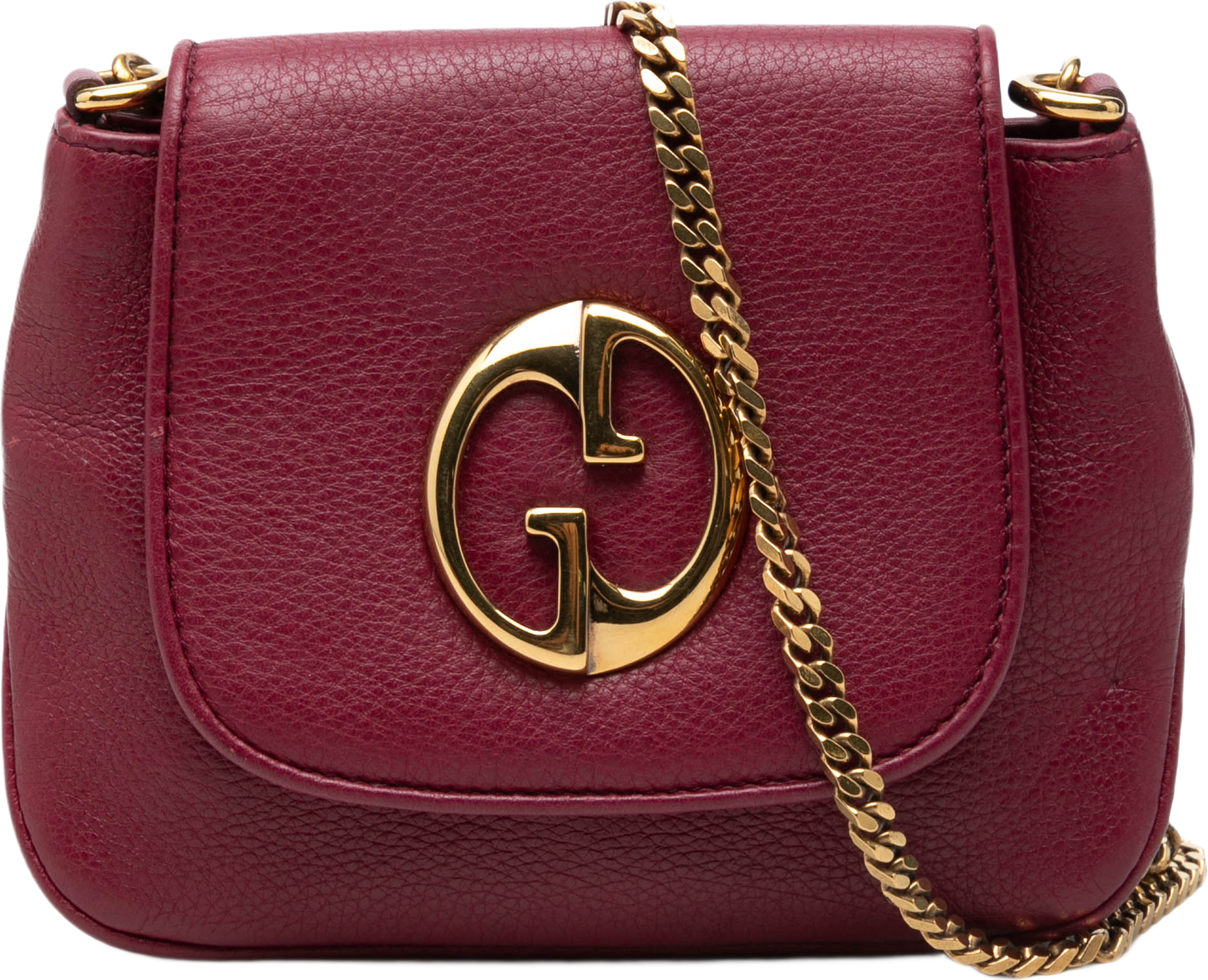 Gucci Small Calfskin 1973 Chain Crossbody, från Luxclusif, i färgen röd. Klicka för att öppna bilden i stort format