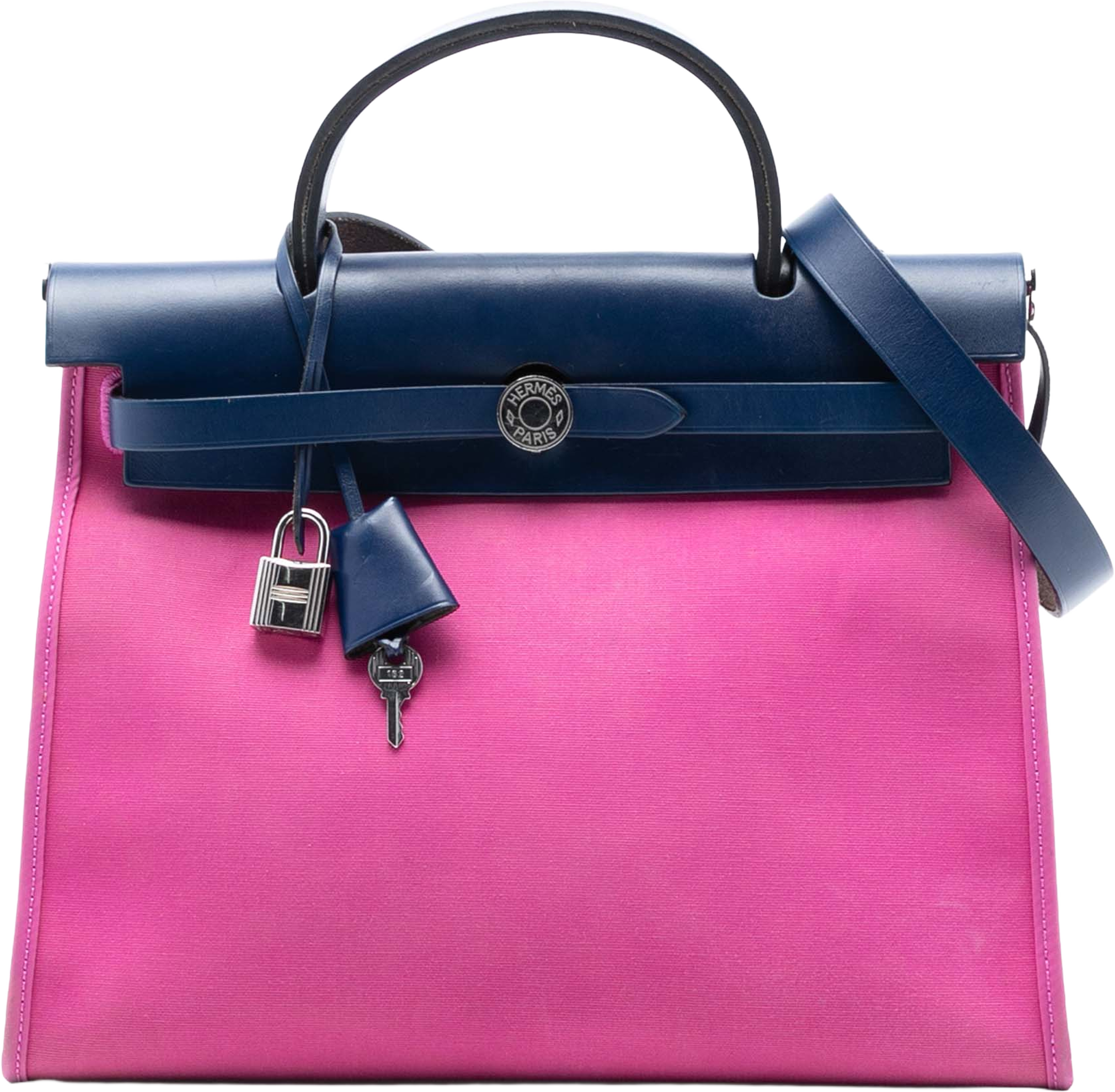 Hermès Toile Herbag Zip 31, från Luxclusif, i färgen hot pink. Klicka för att öppna bilden i stort format