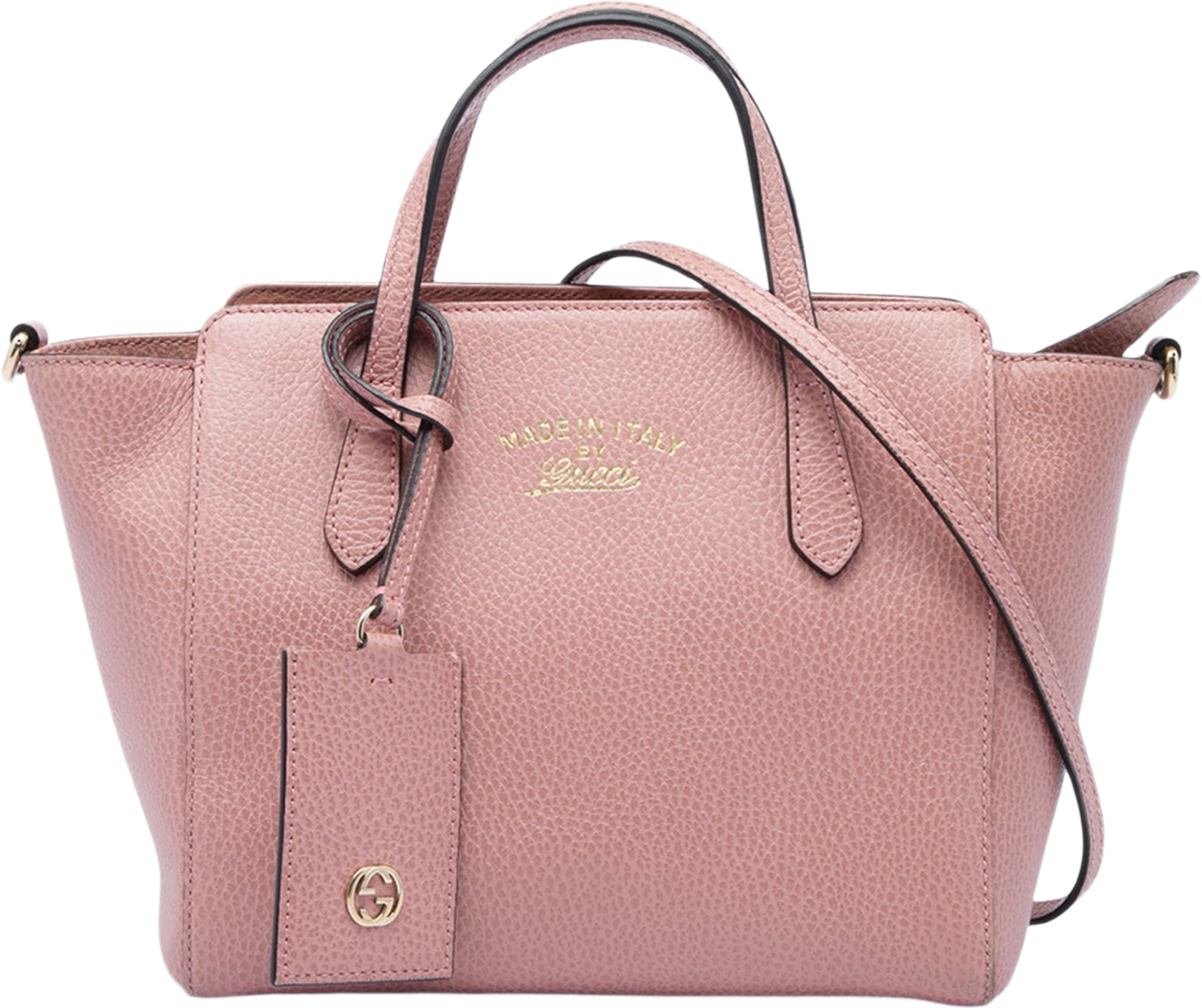 Gucci Mini Calfskin Swing Satchel, från Luxclusif, i färgen rosa. Klicka för att öppna bilden i stort format