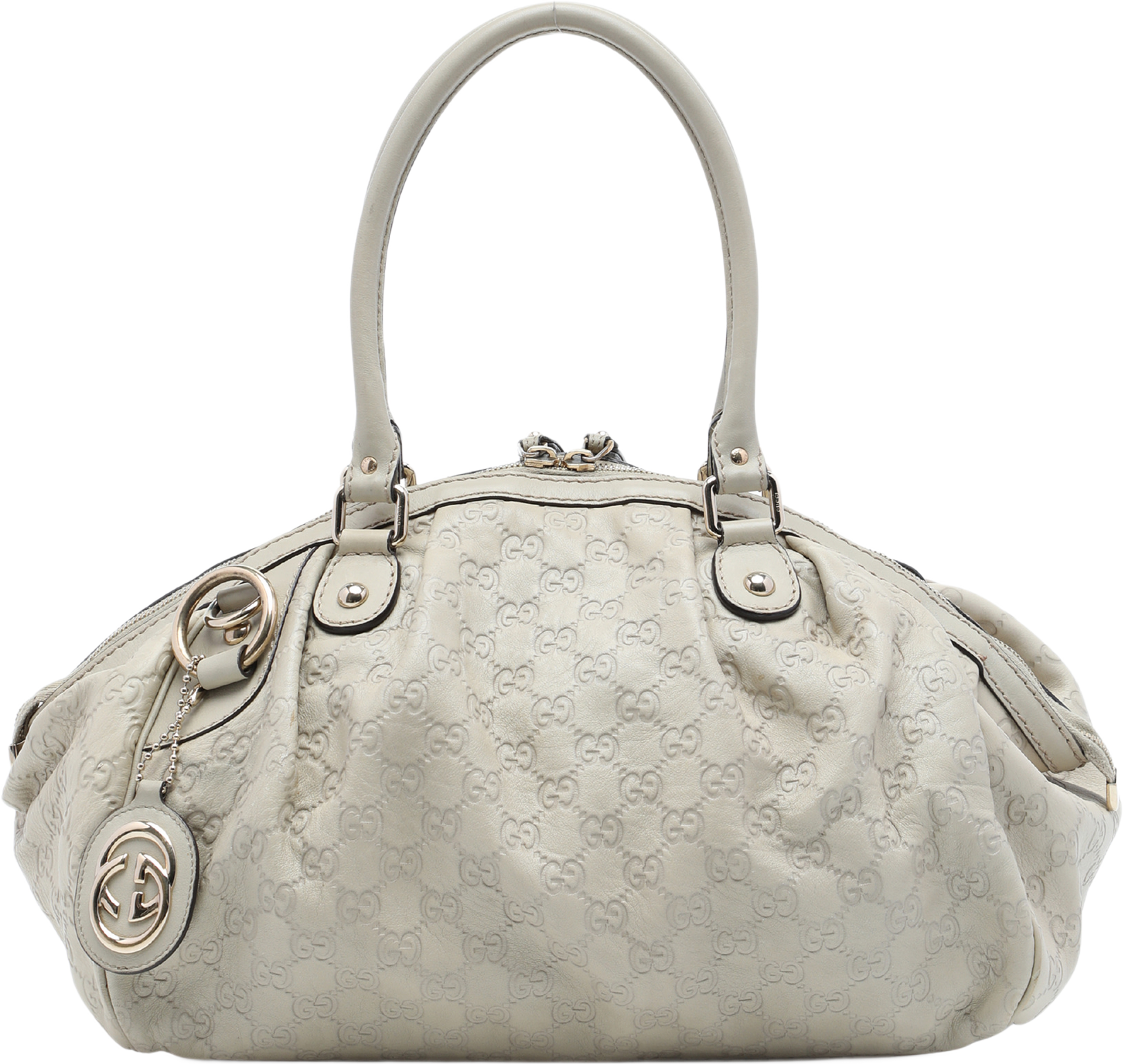 Gucci Guccissima Sukey Satchel, från Luxclusif, i färgen vit. Klicka för att öppna bilden i stort format