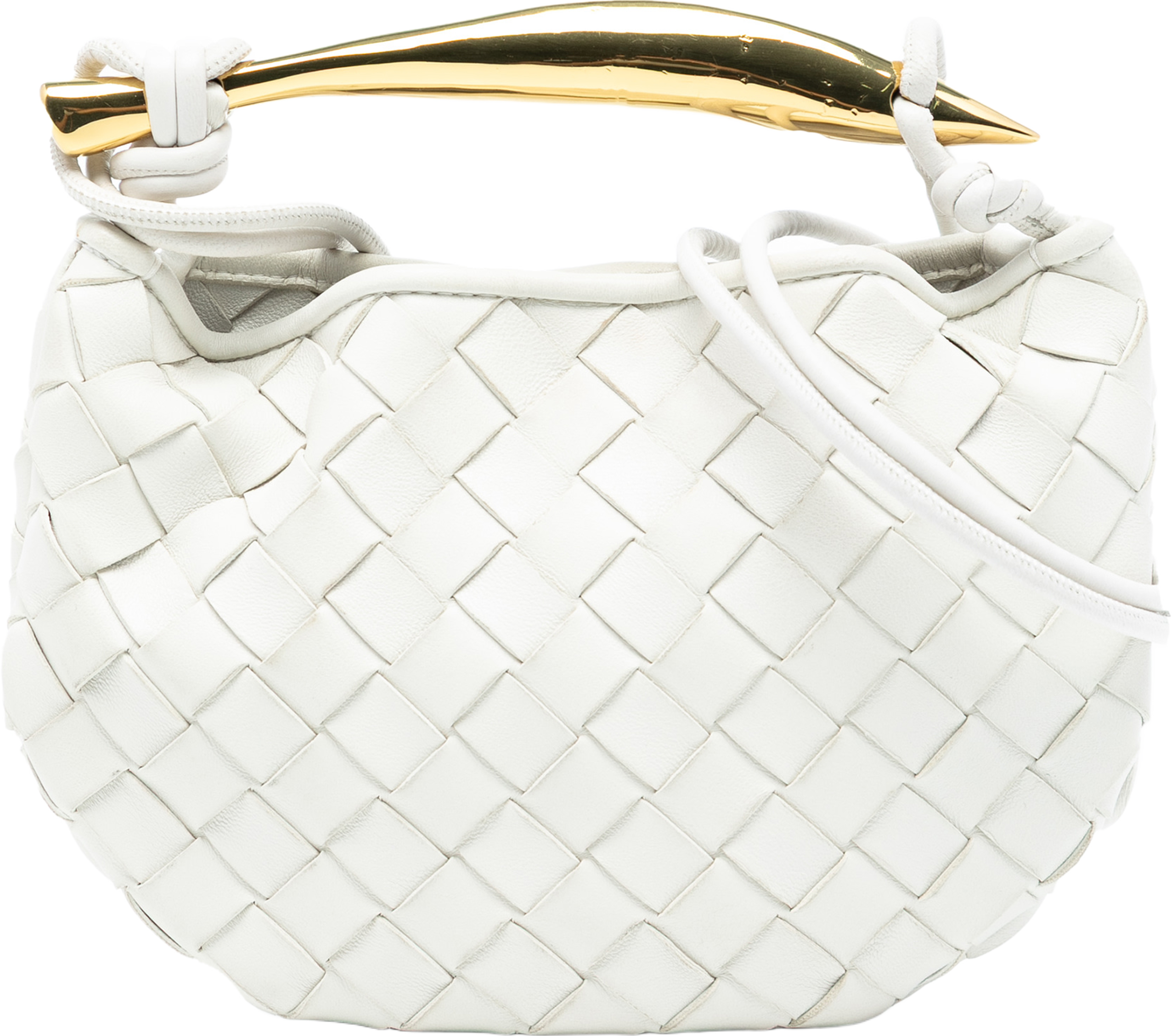 Bottega Veneta Baby Lambskin Intrecciato Sardine, från Luxclusif, i färgen white. Klicka för att öppna bilden i stort format